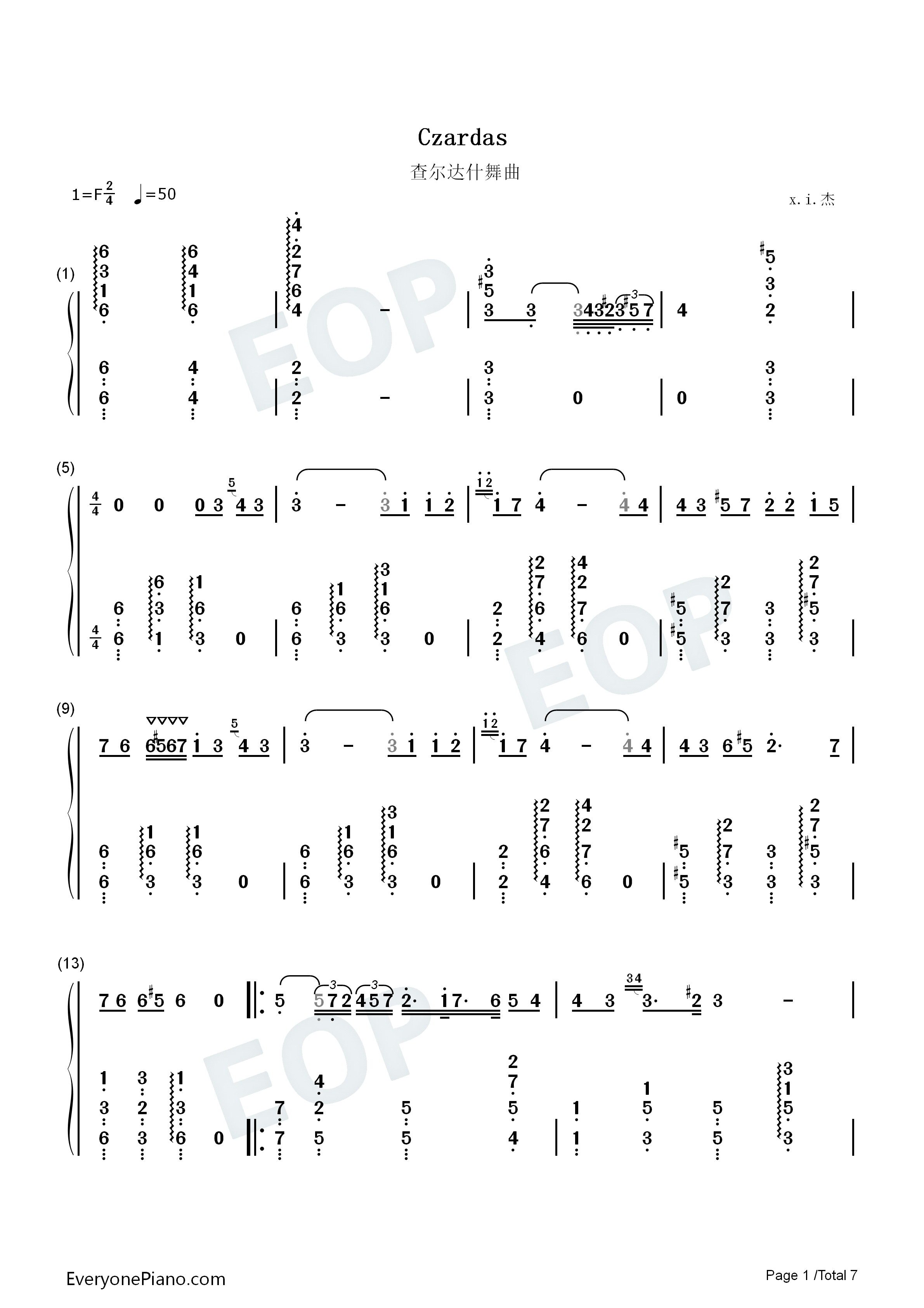查尔达什舞曲钢琴简谱_Vittorio_Monti演唱