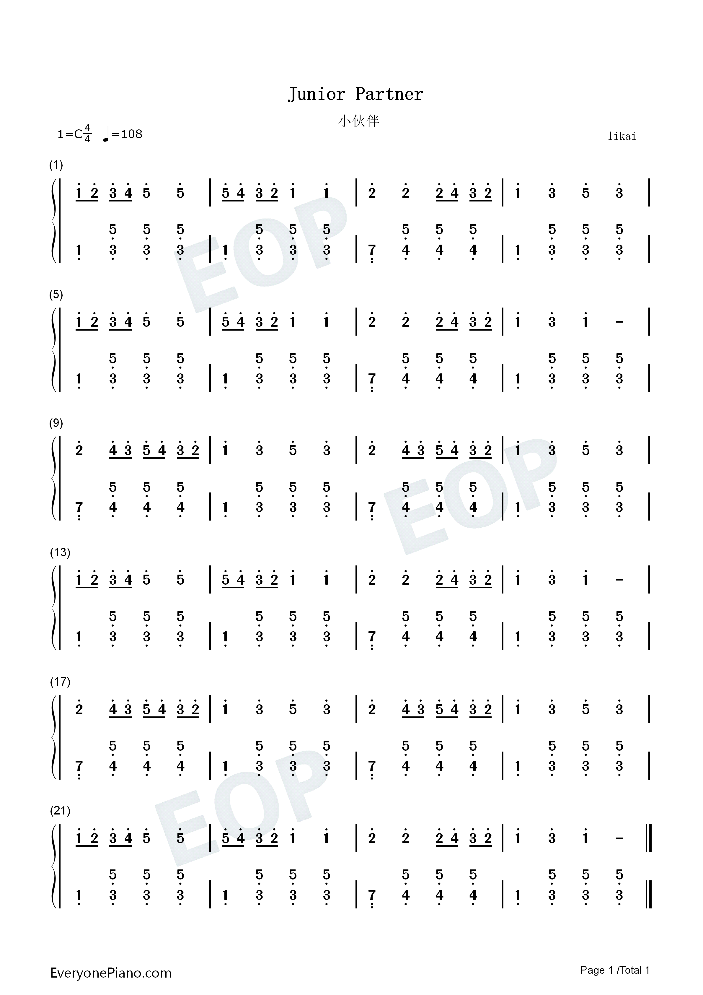 小伙伴钢琴简谱_F.X.齐瓦塔尔演唱