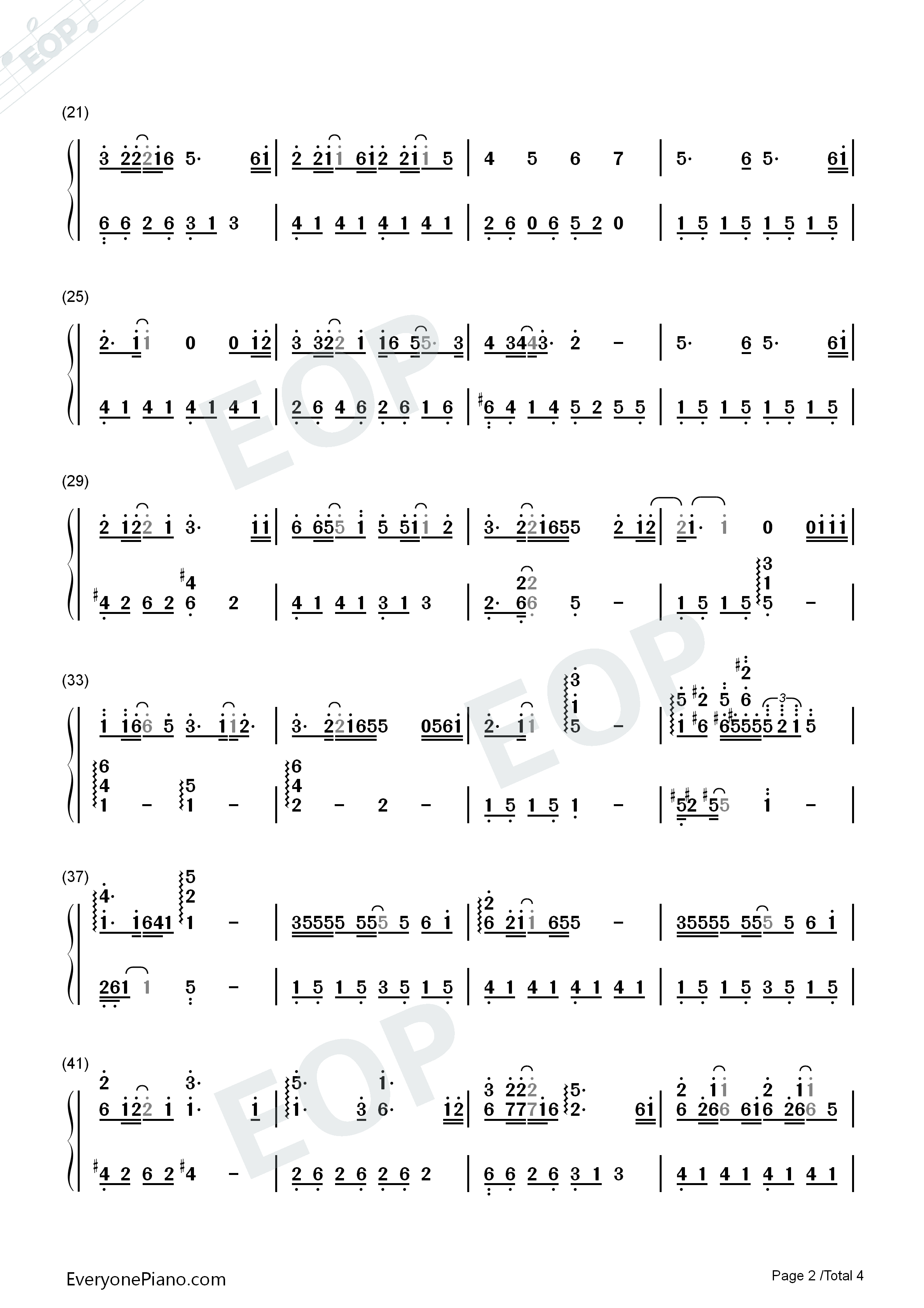 My_Sunshine钢琴简谱_张杰演唱