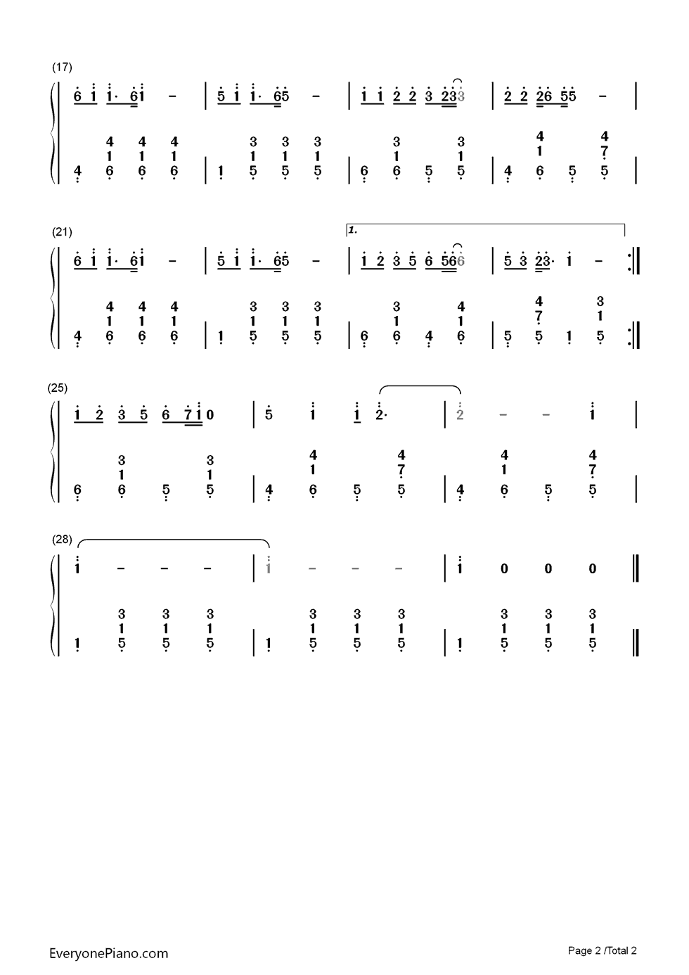 好大一棵树钢琴简谱_那英演唱