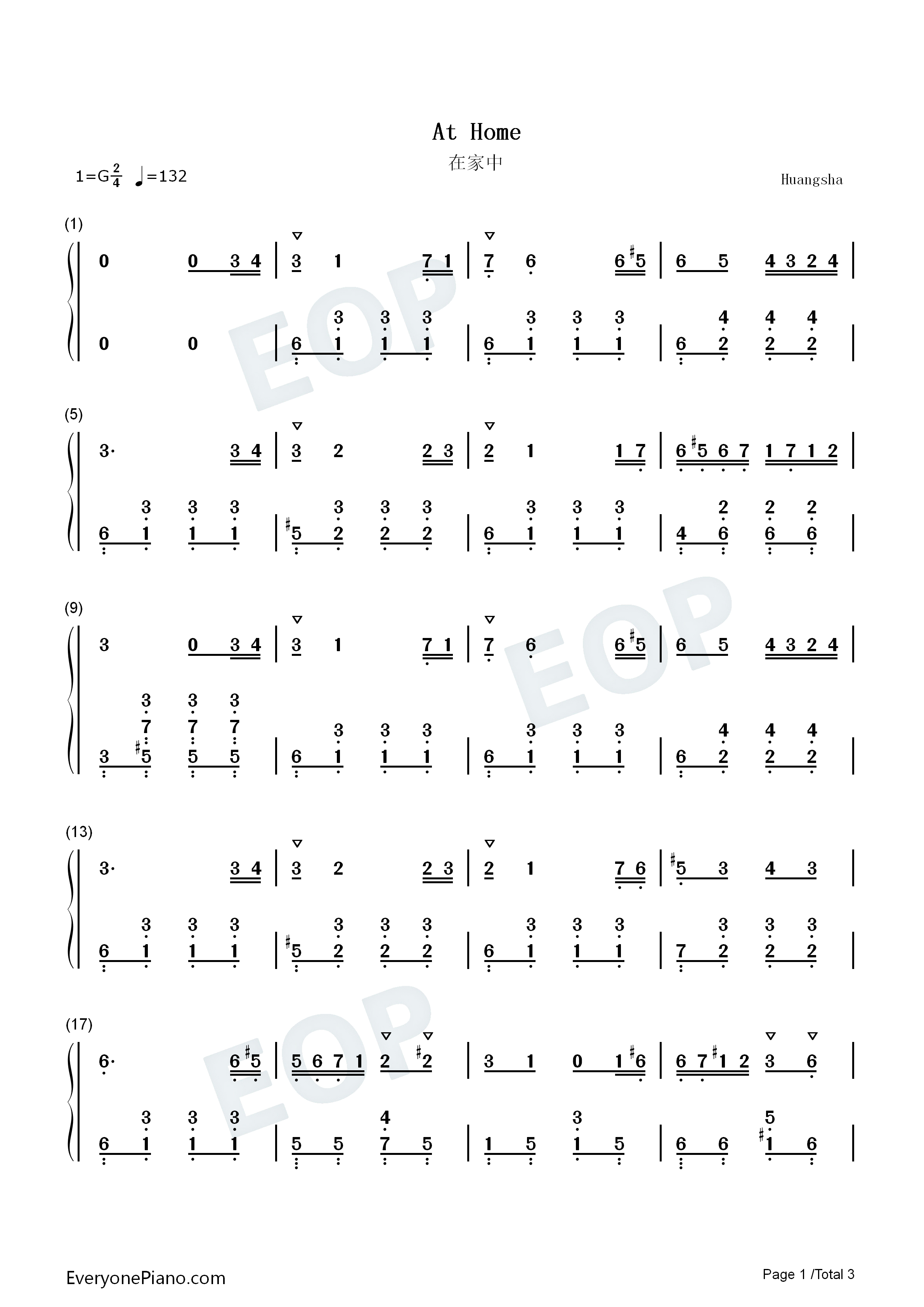 在家中钢琴简谱_利什内演唱