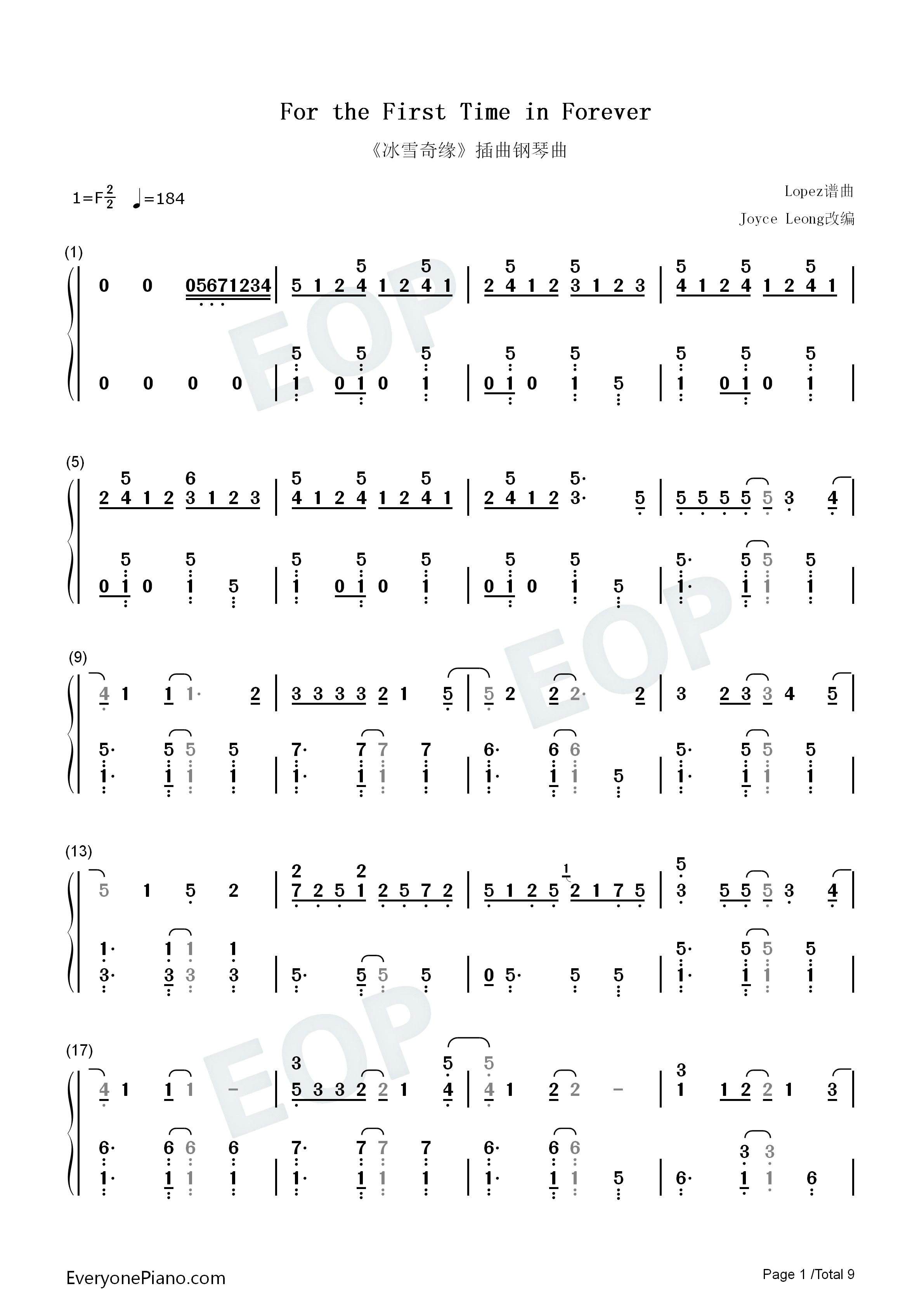 For_the_First_Time_in_Forever钢琴简谱_Kristen_Bell_&_Idina_Menzel演唱