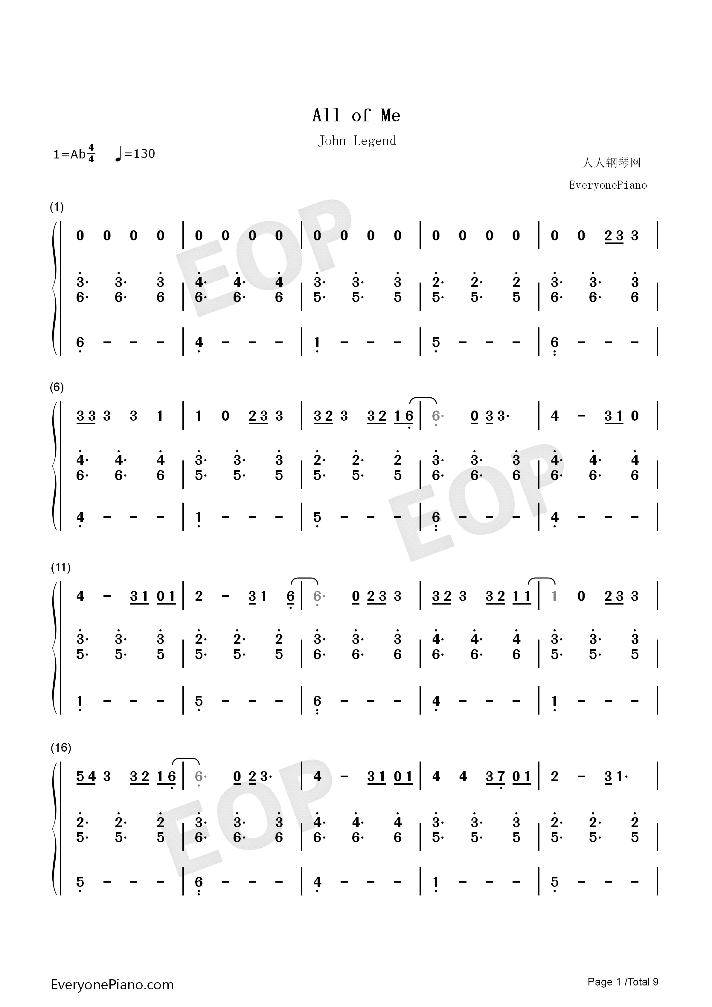 All_of_Me钢琴简谱_John_Legend演唱