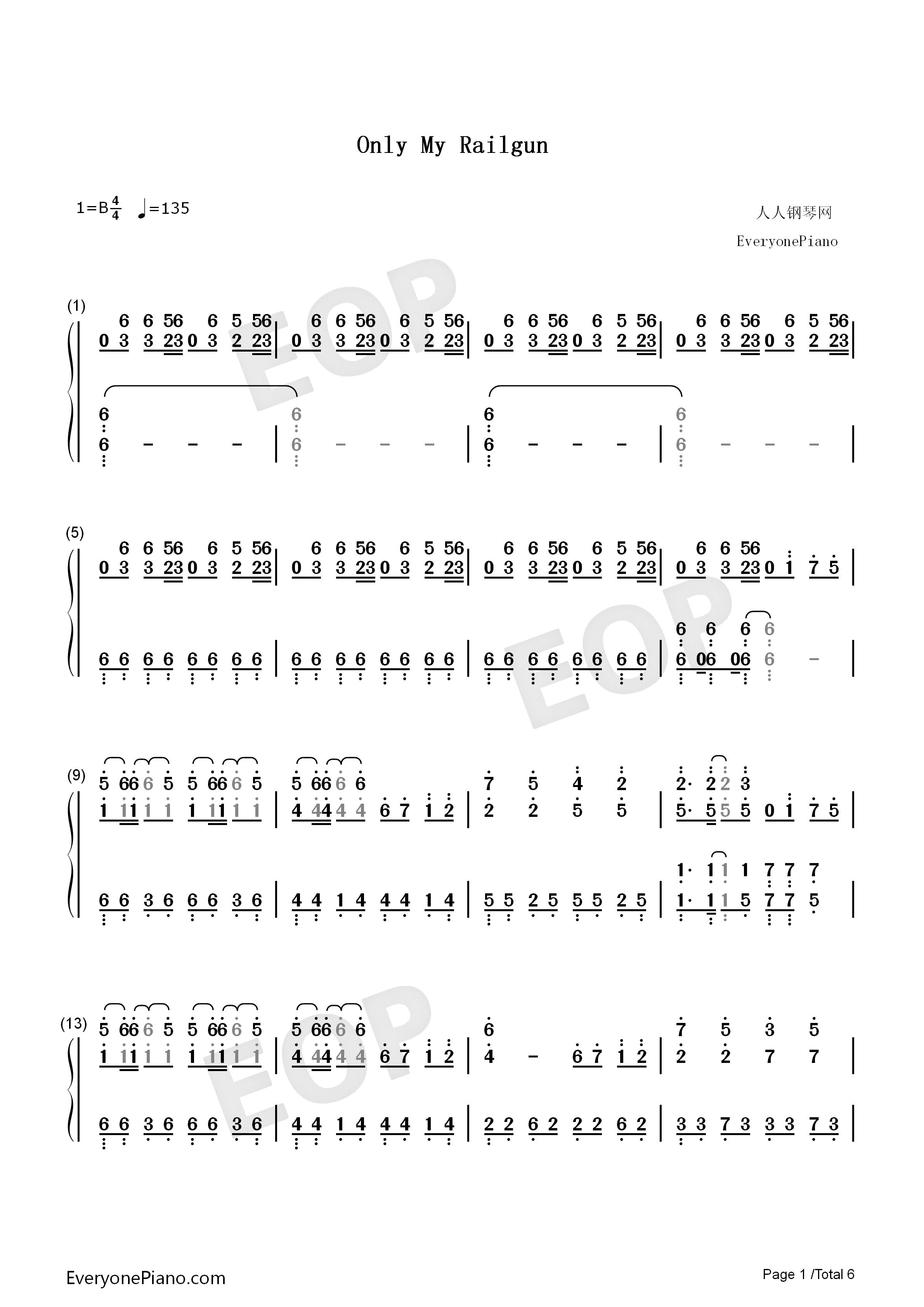 Only_My_Railgun钢琴简谱_FripSide演唱