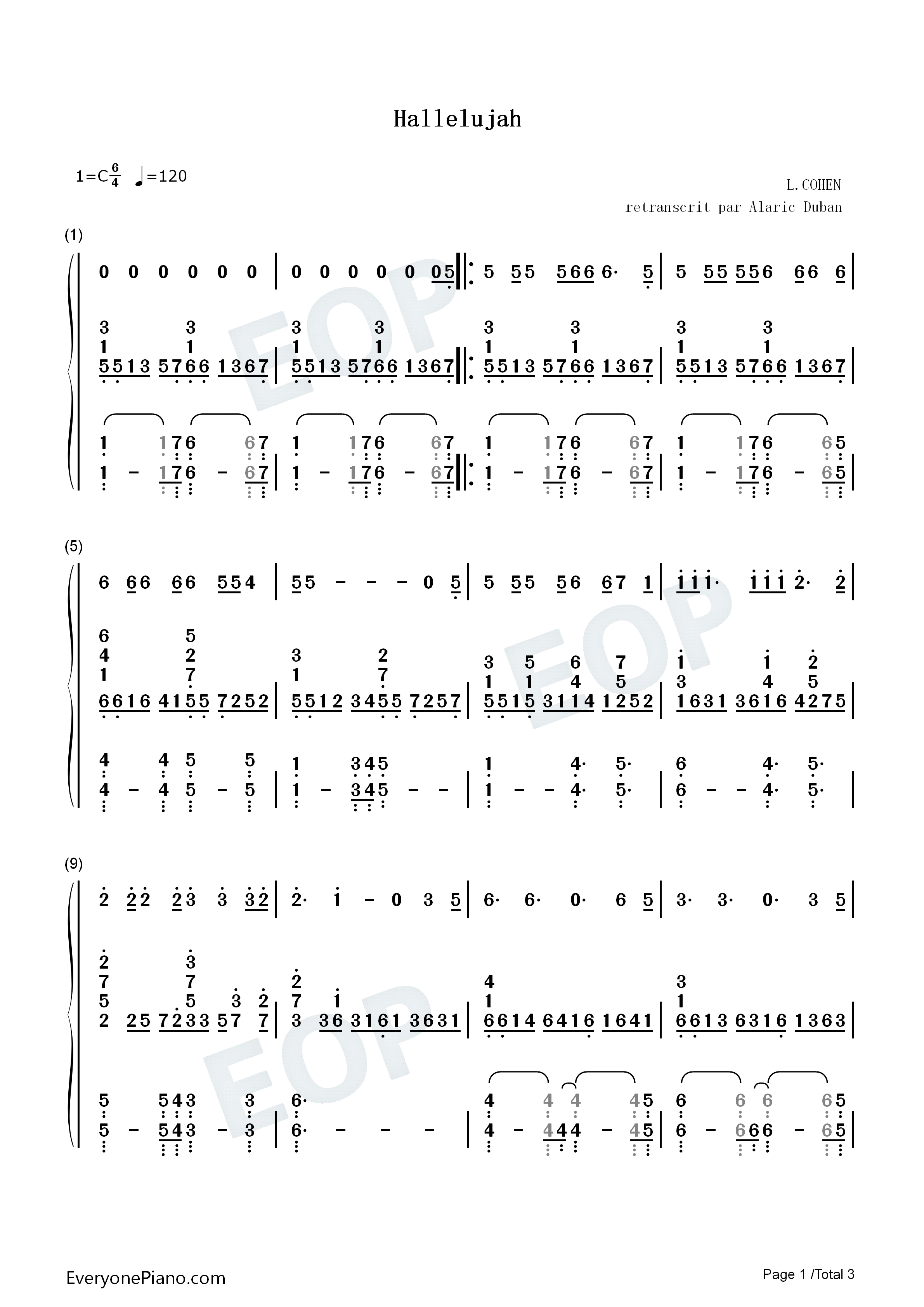 Hallelujah钢琴简谱_Rufus_Wainwright演唱