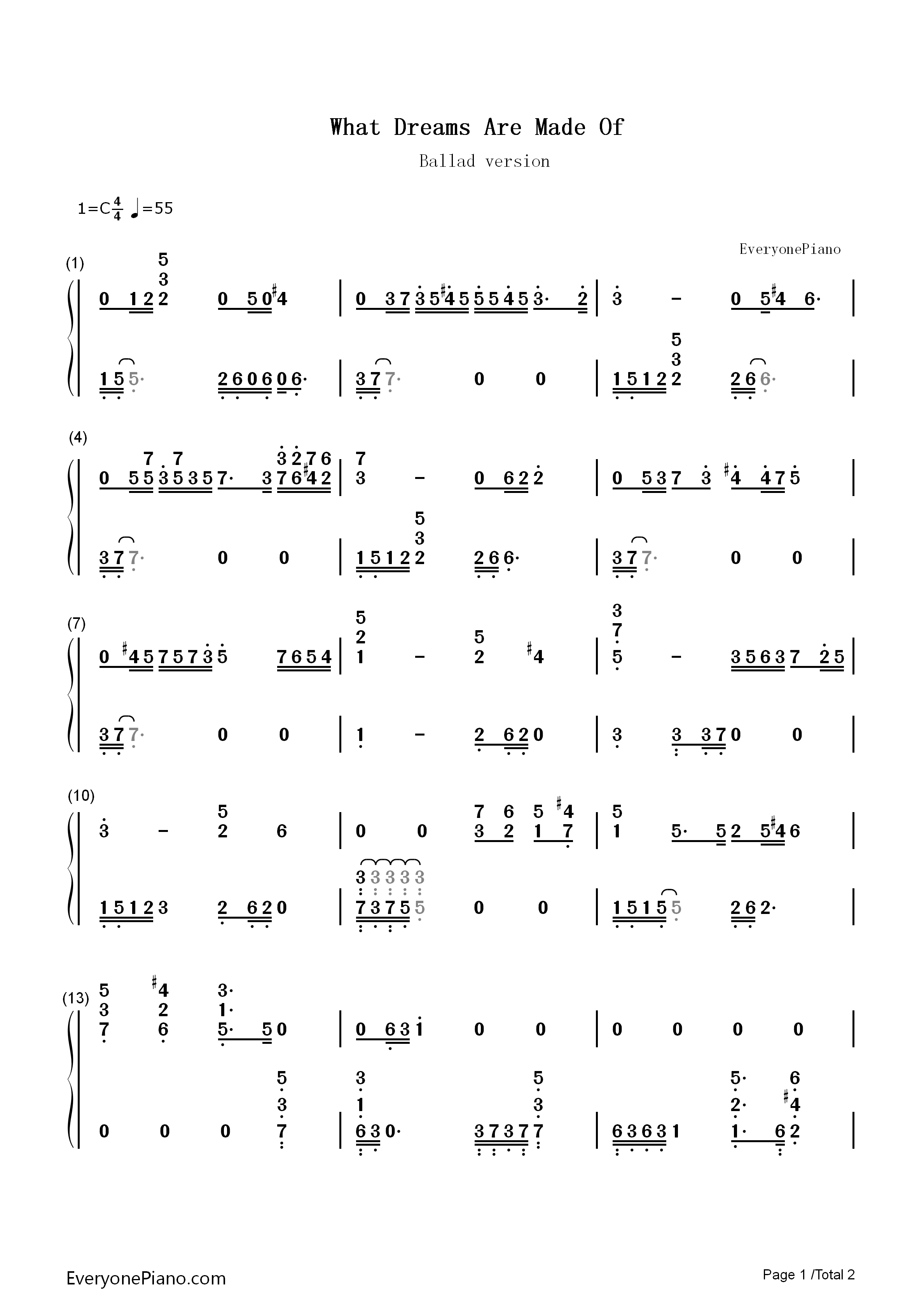 What_Dreams_Are_Made_Of钢琴简谱_Hilary_Duff演唱