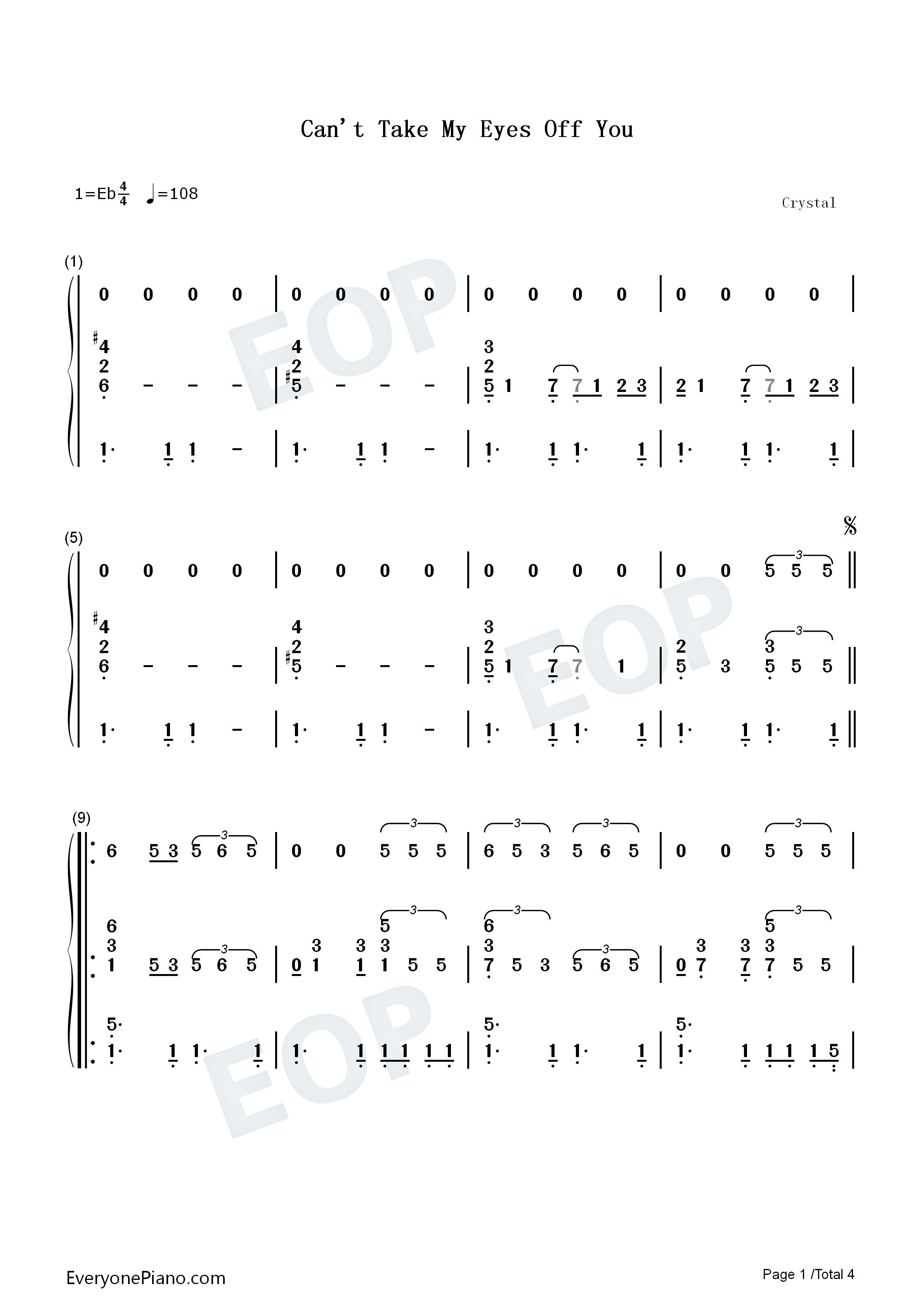 Can't_Take_My_Eyes_Off_You钢琴简谱_Bob_Crewe__Bob_Gaudio演唱