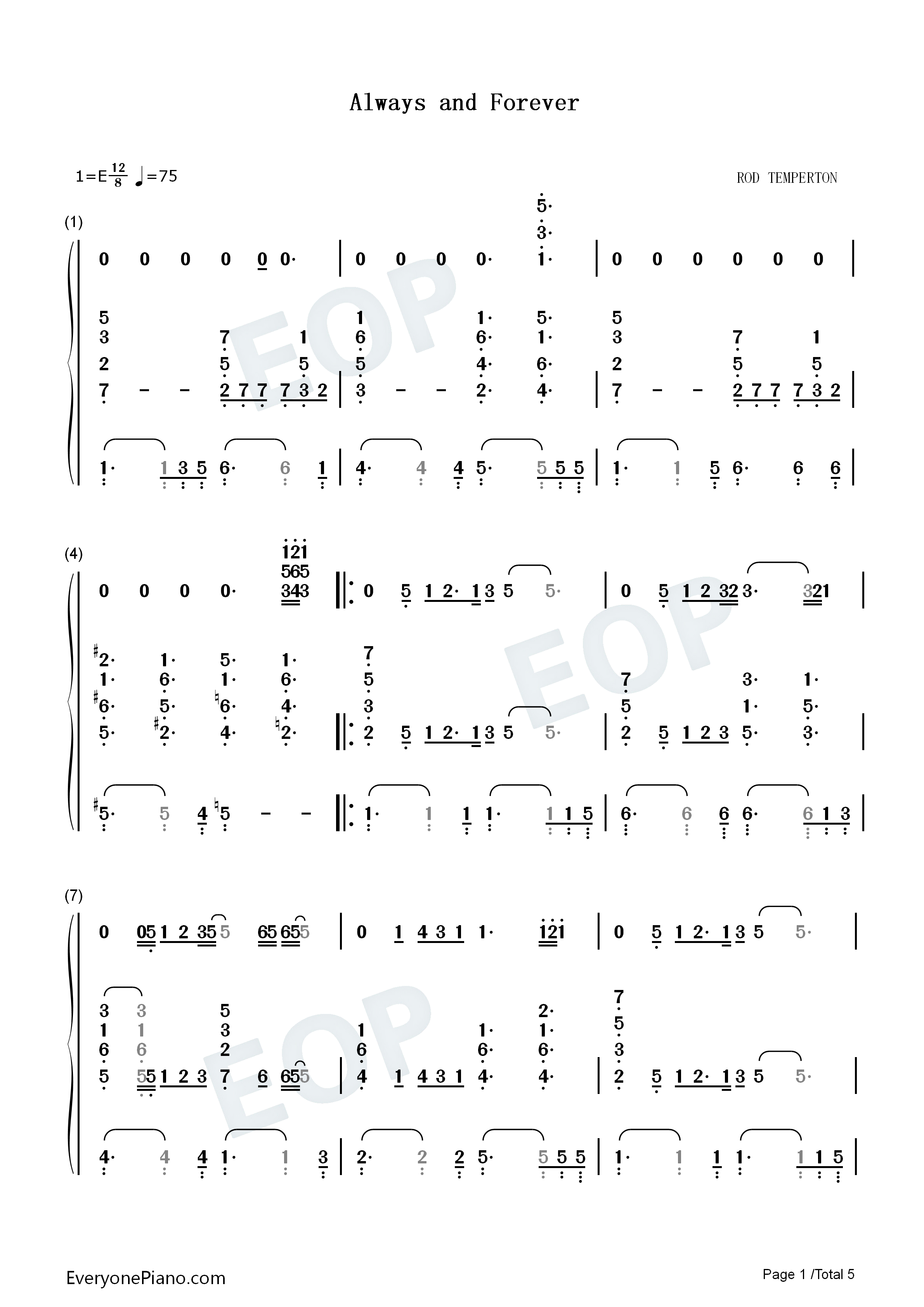 Always_and_Forever钢琴简谱_Luther_Vandross演唱