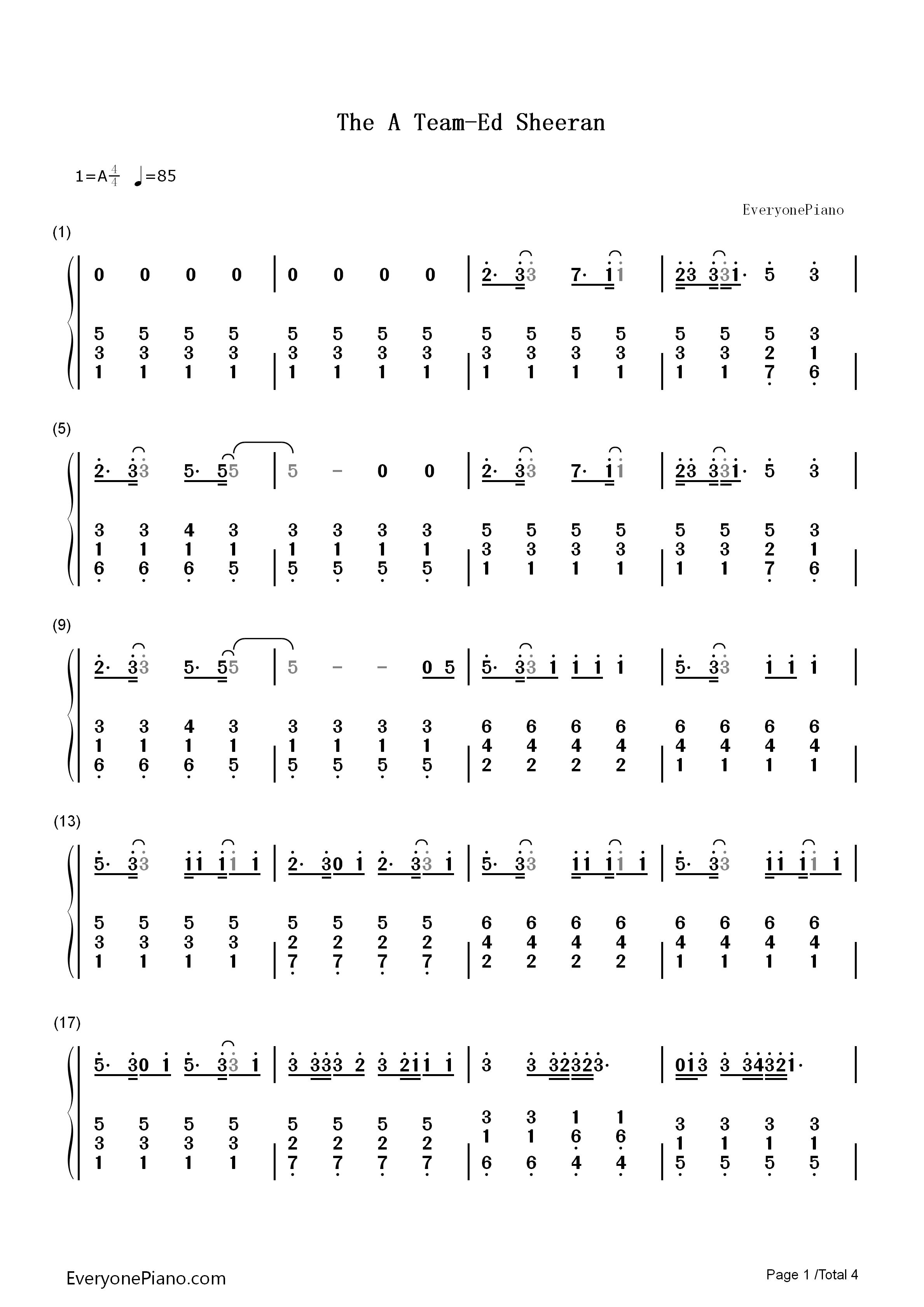 The_A_Team钢琴简谱_Ed_Sheeran演唱