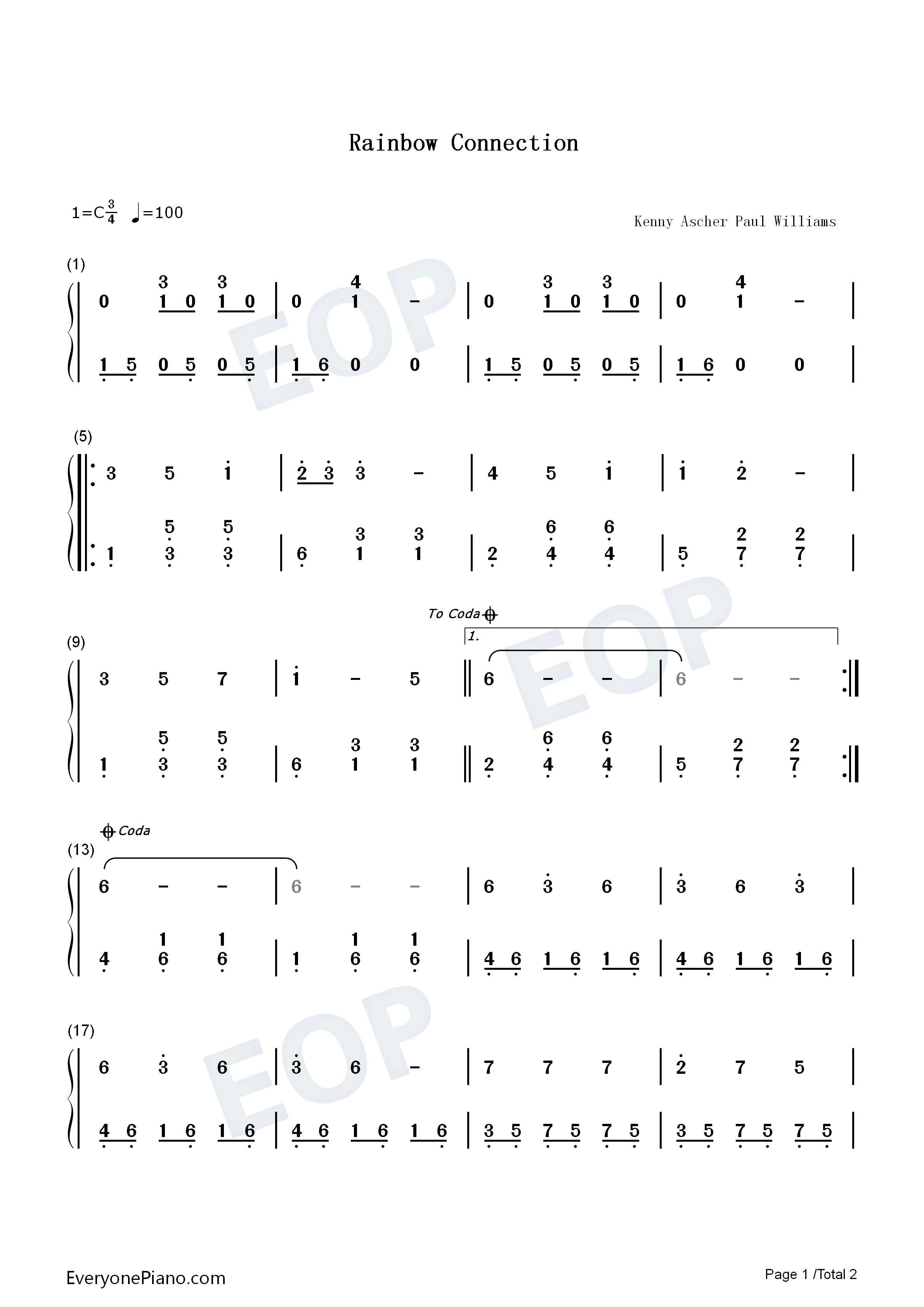 Rainbow_Connection钢琴简谱_Kermit_the_Frog演唱