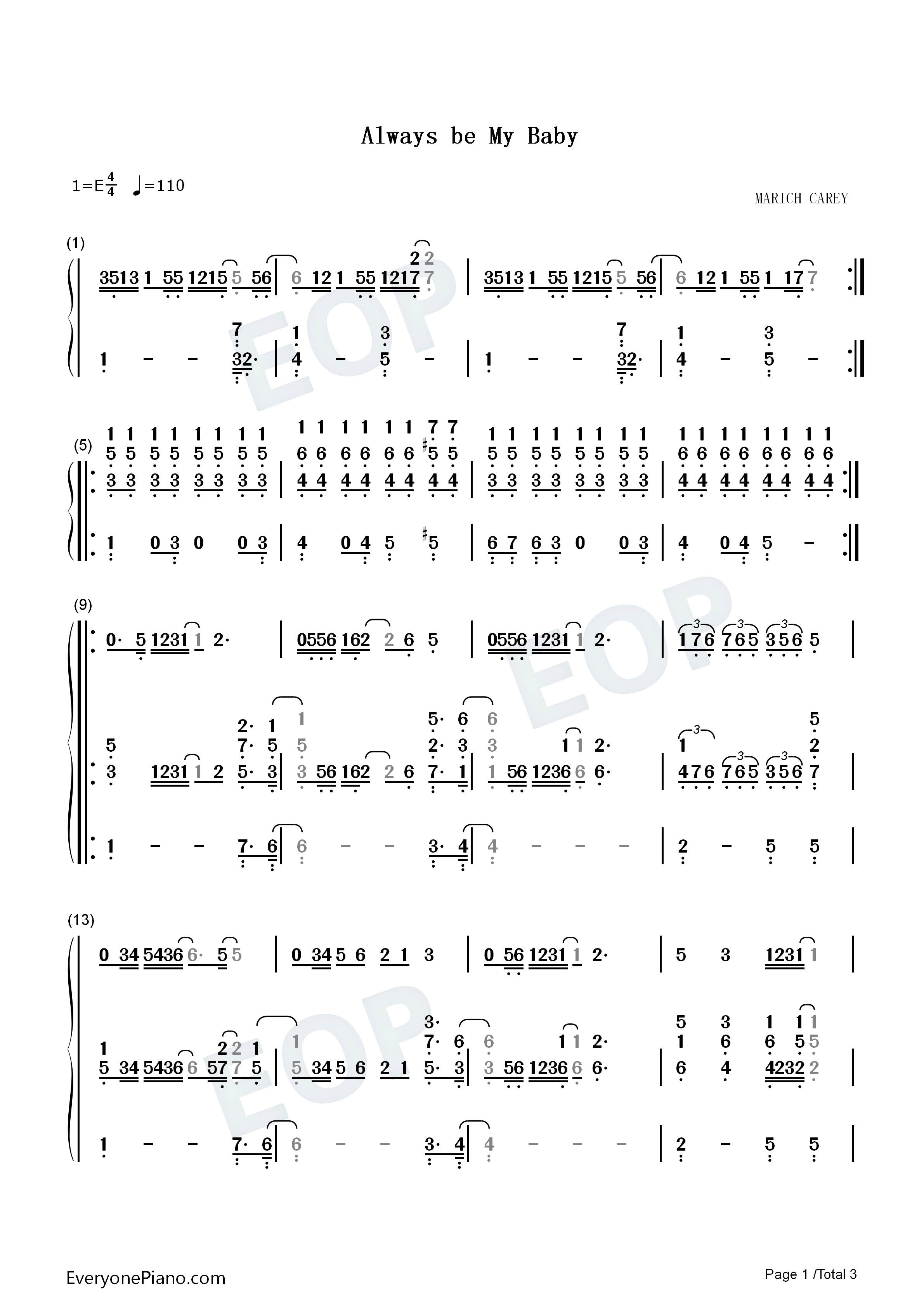 Always_Be_My_Baby钢琴简谱_Mariah_Carey演唱