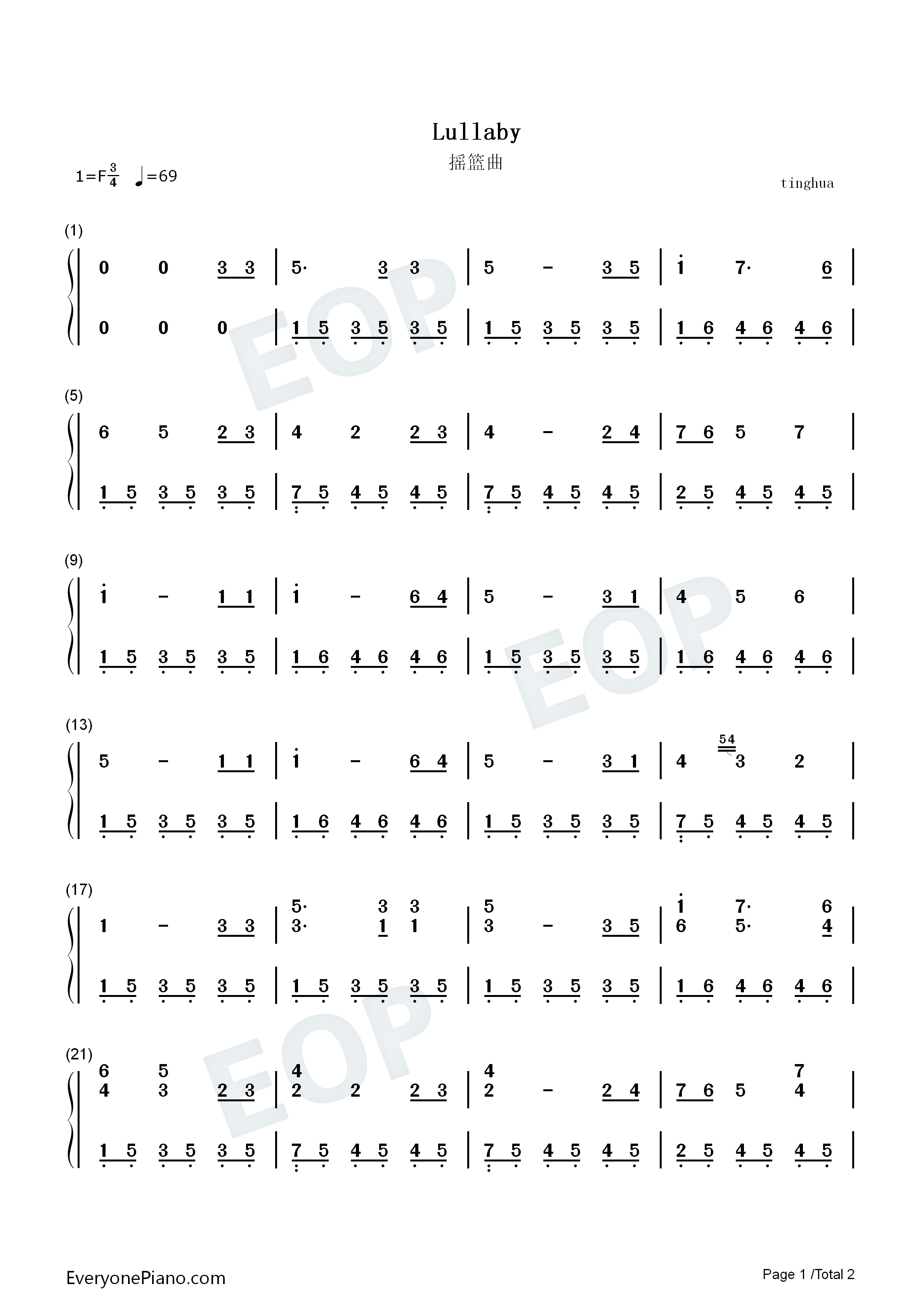 摇篮曲钢琴简谱_勃拉姆斯演唱