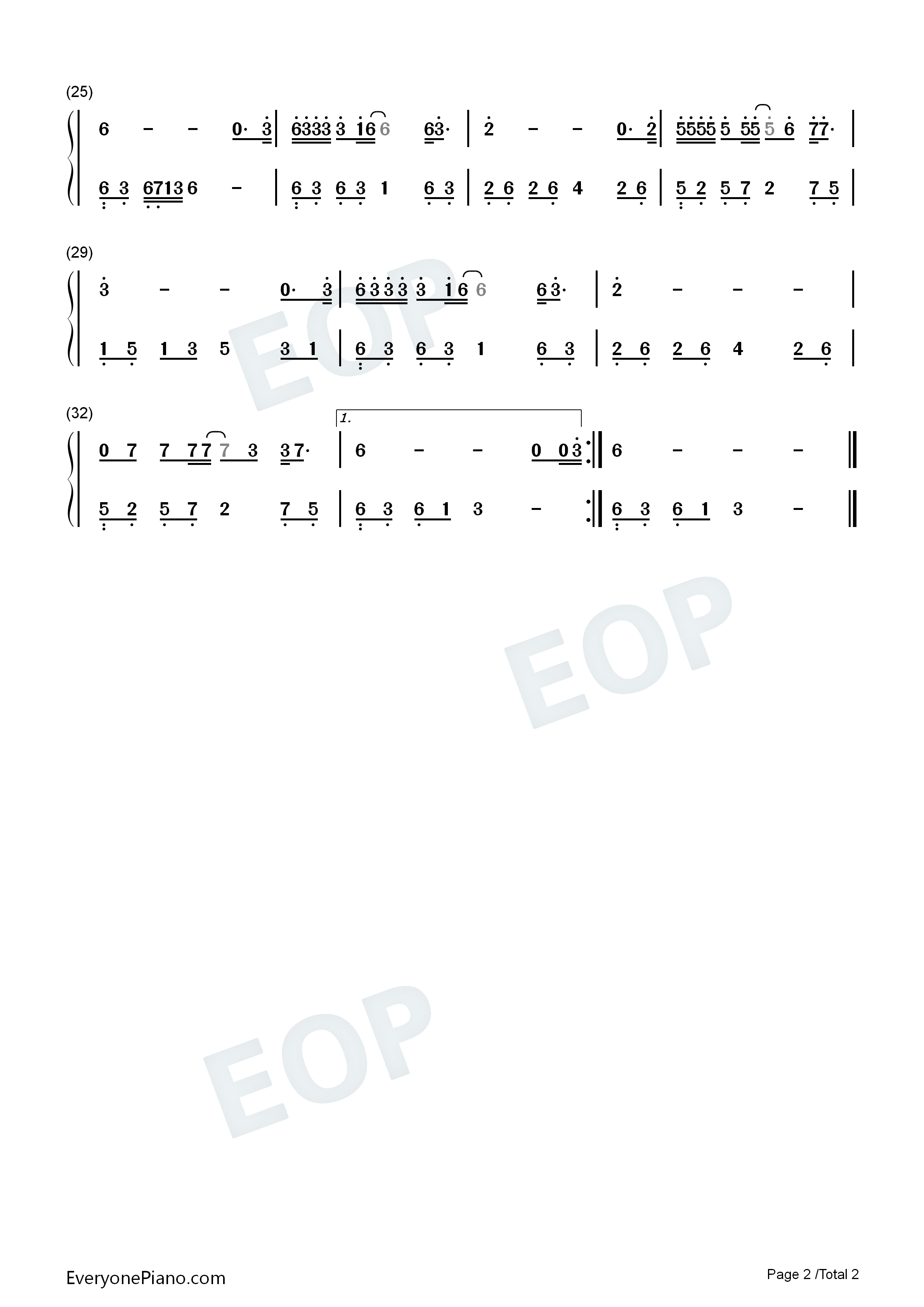 有没有人告诉你钢琴简谱_陈楚生演唱