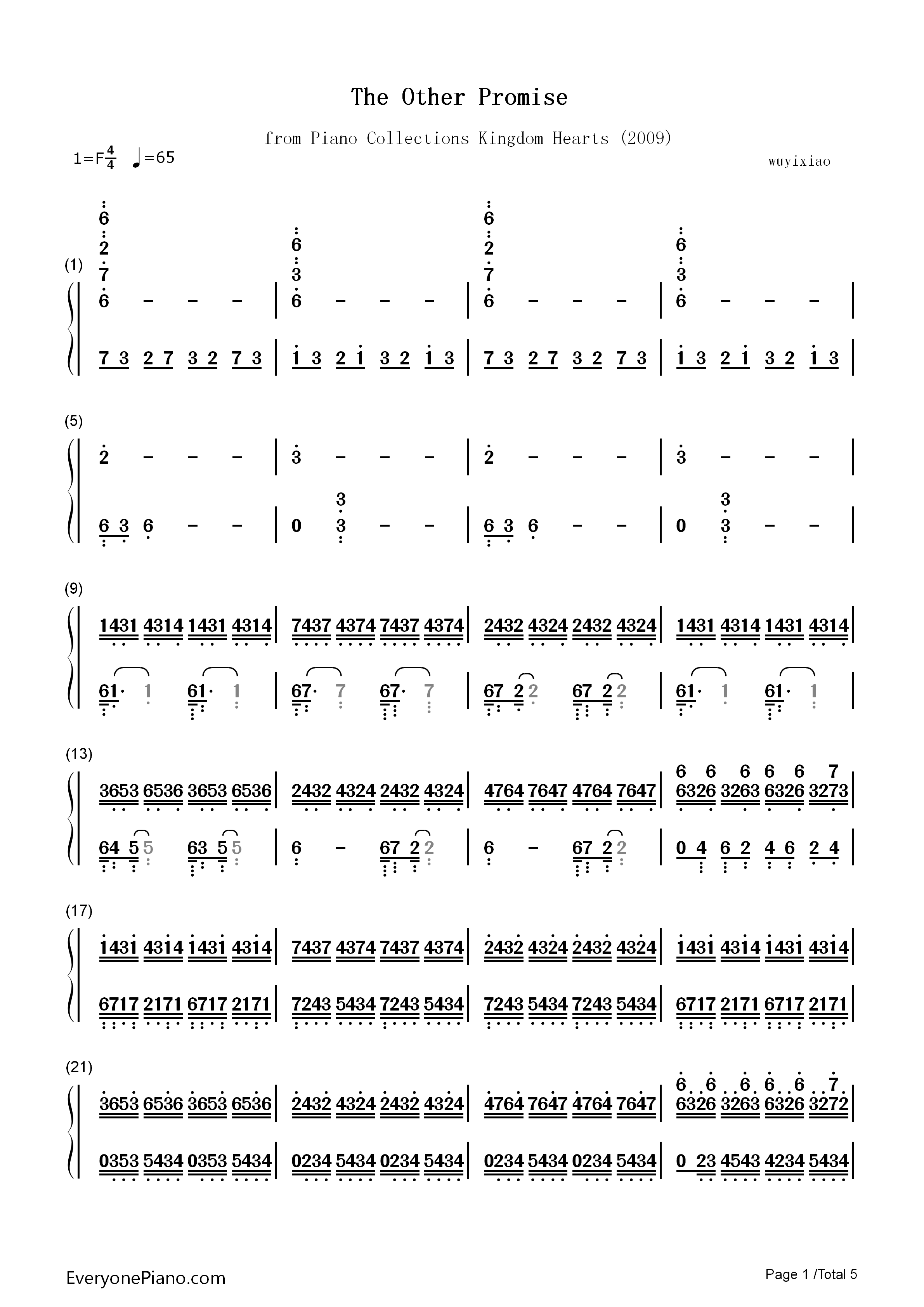 The_Other_Promise钢琴简谱_王国之心演唱