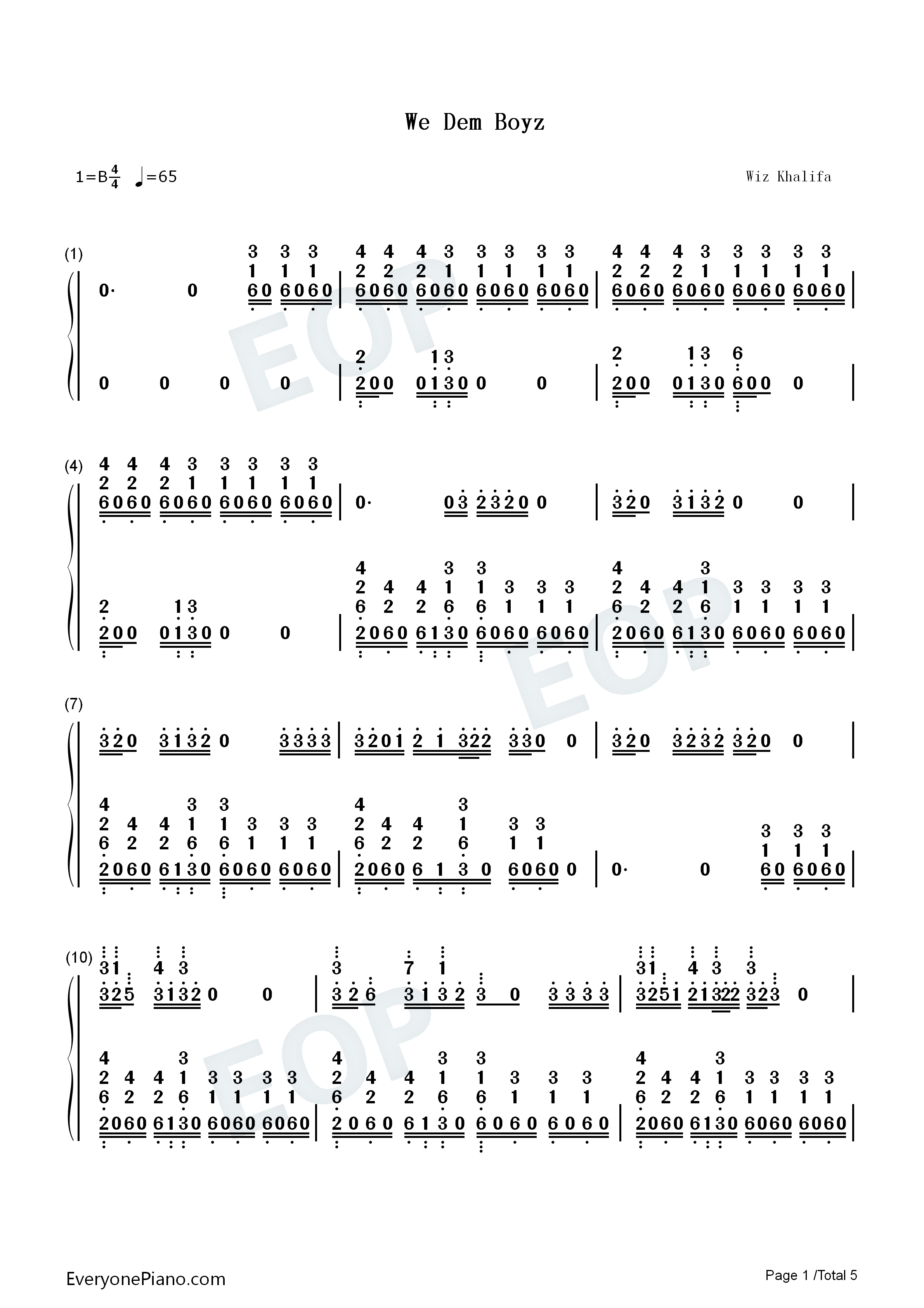 We_Dem_Boyz钢琴简谱_Wiz_Khalifa演唱