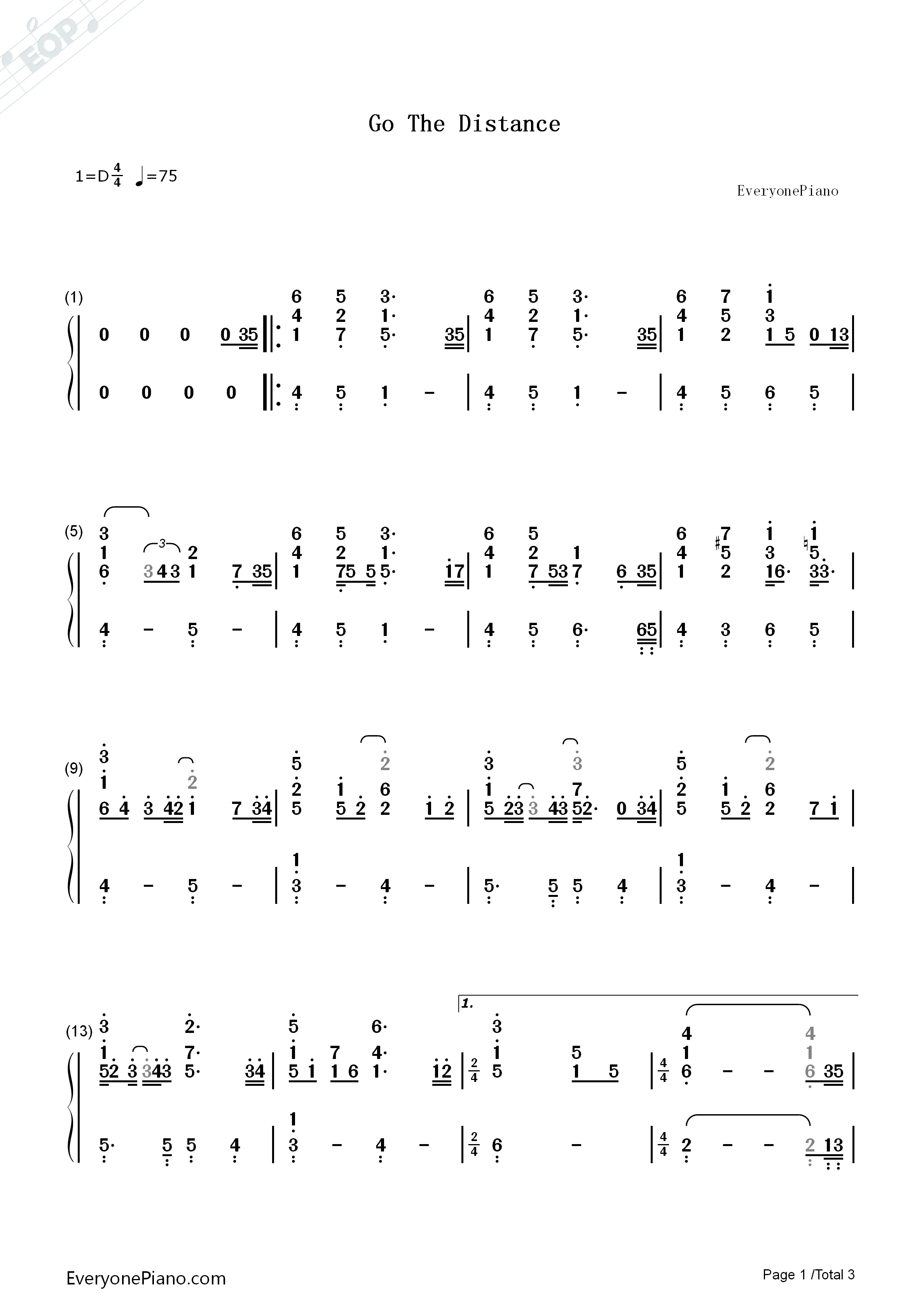 Go_the_Distance钢琴简谱_Roger_Bart演唱