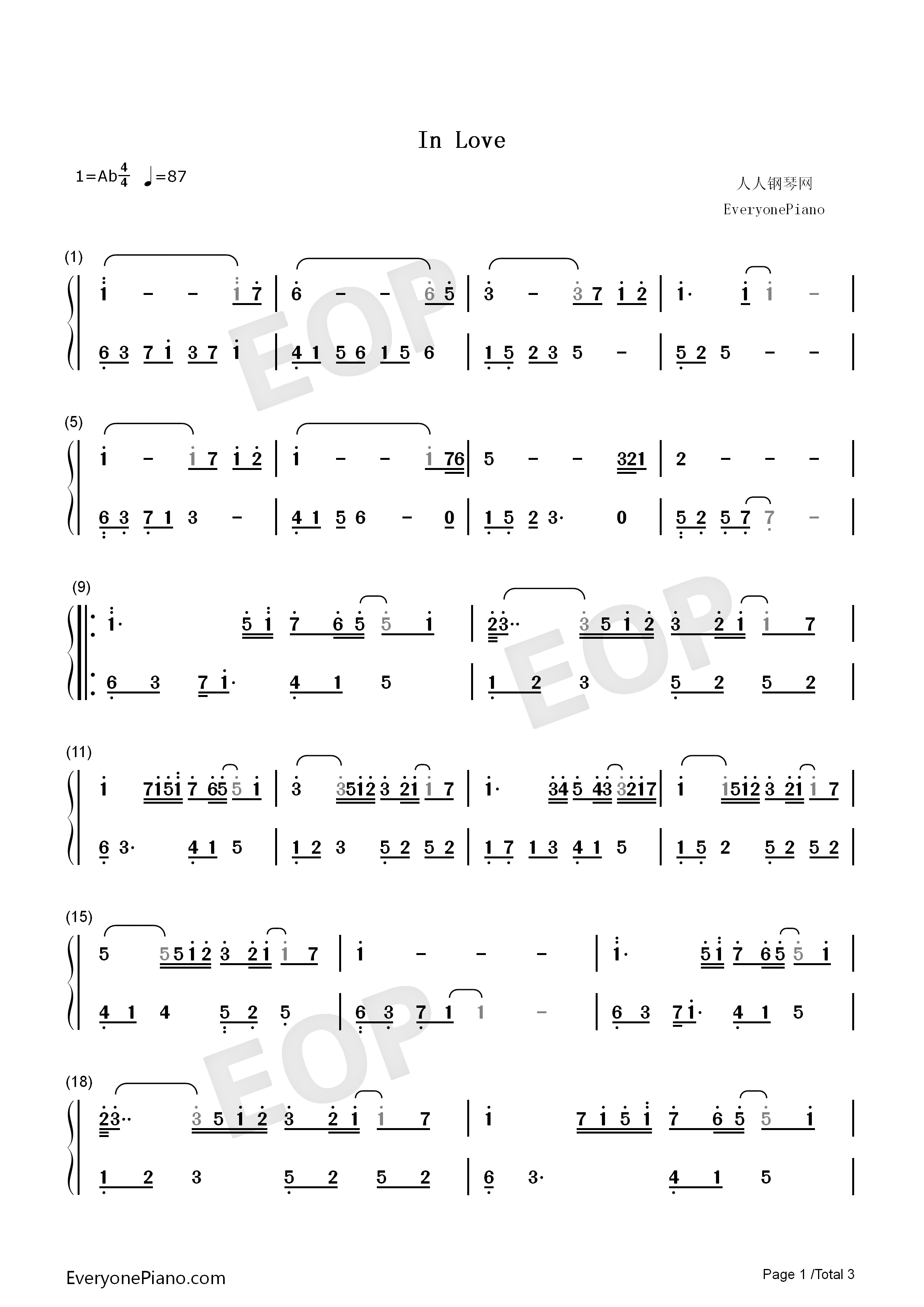 In_Love钢琴简谱_July演唱