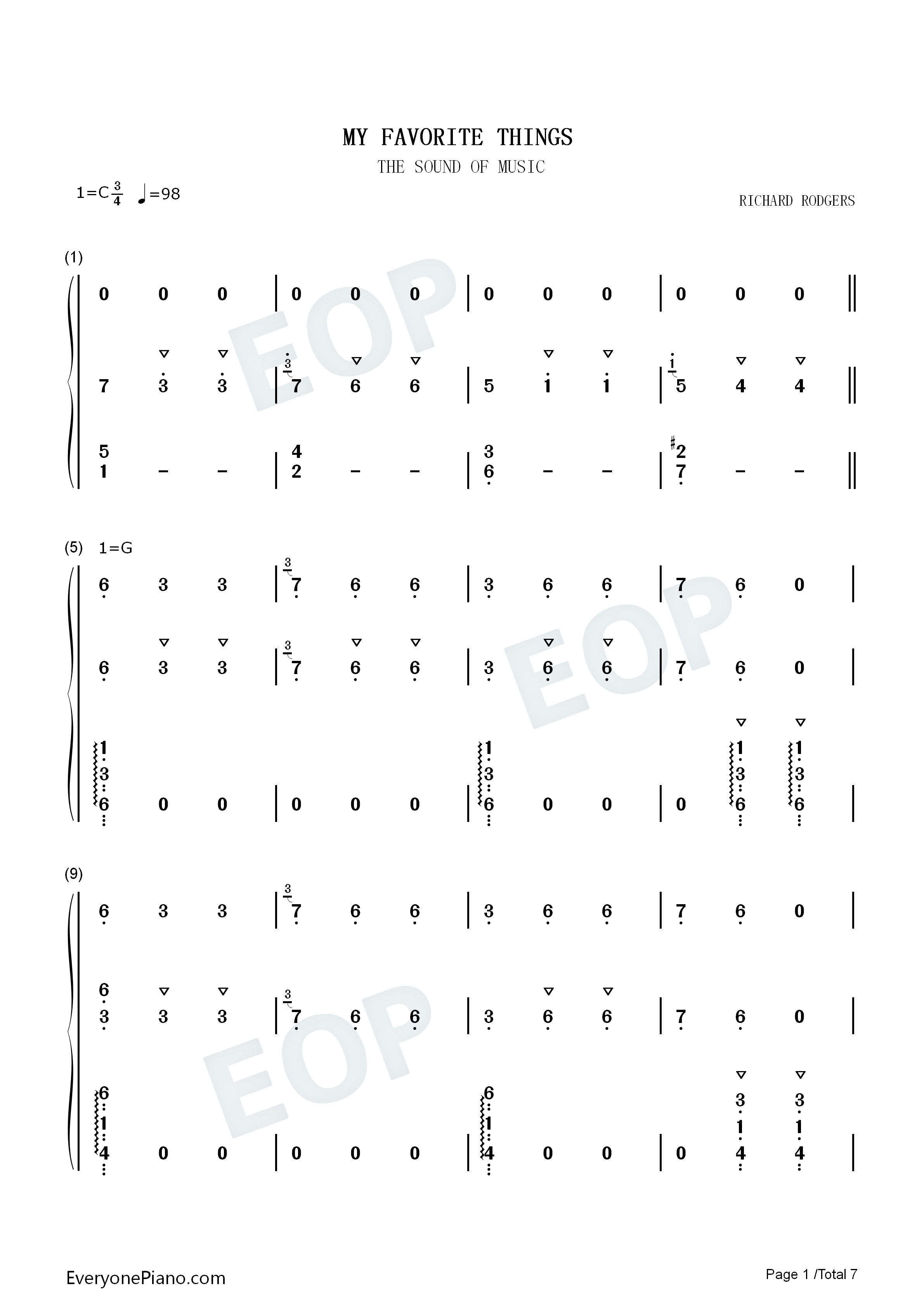 My_Favorite_Things钢琴简谱_Rodgers_and_Hammerstein演唱