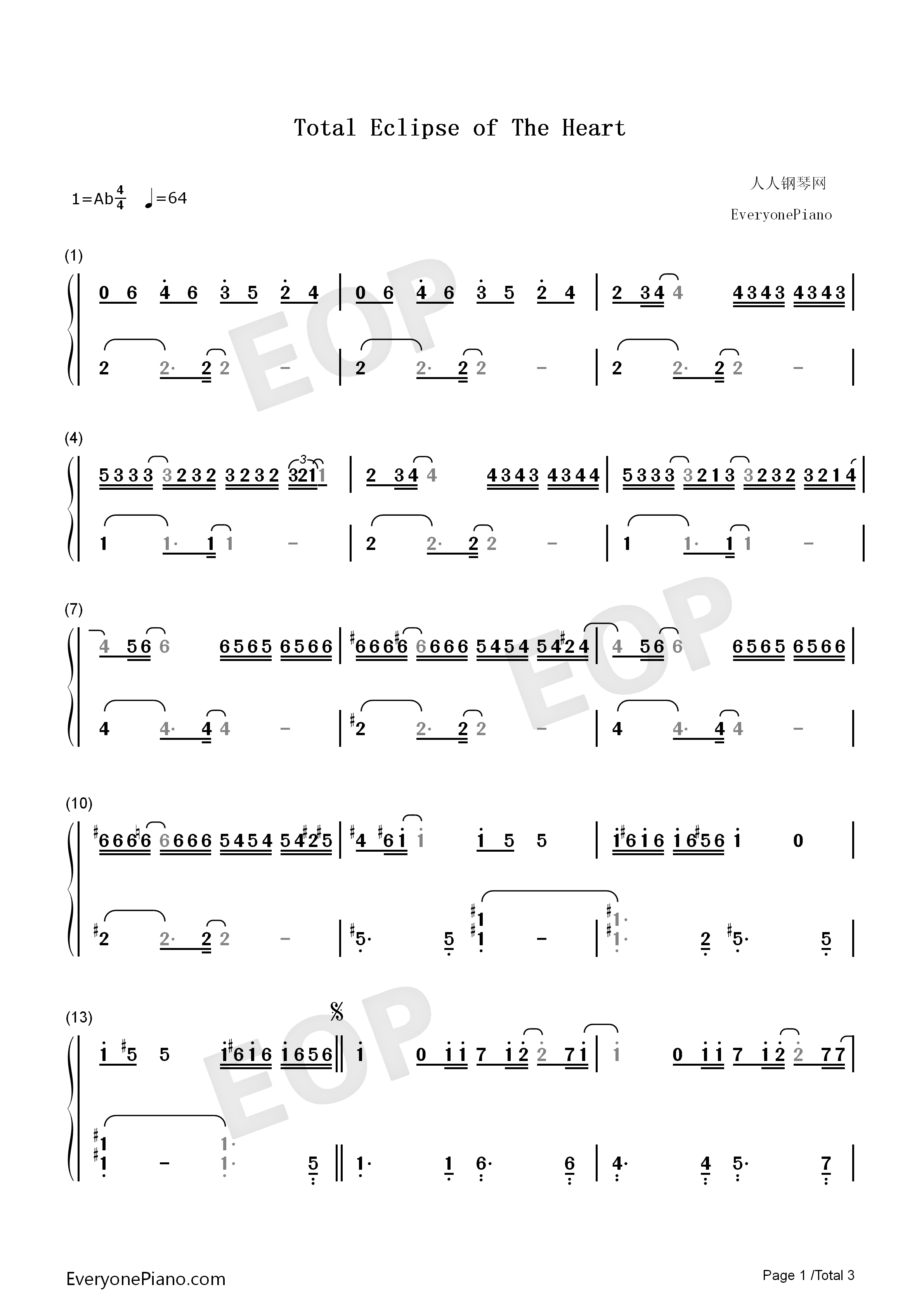 Total_Eclipse_of_the_Heart钢琴简谱_Bonnie_Tyler演唱