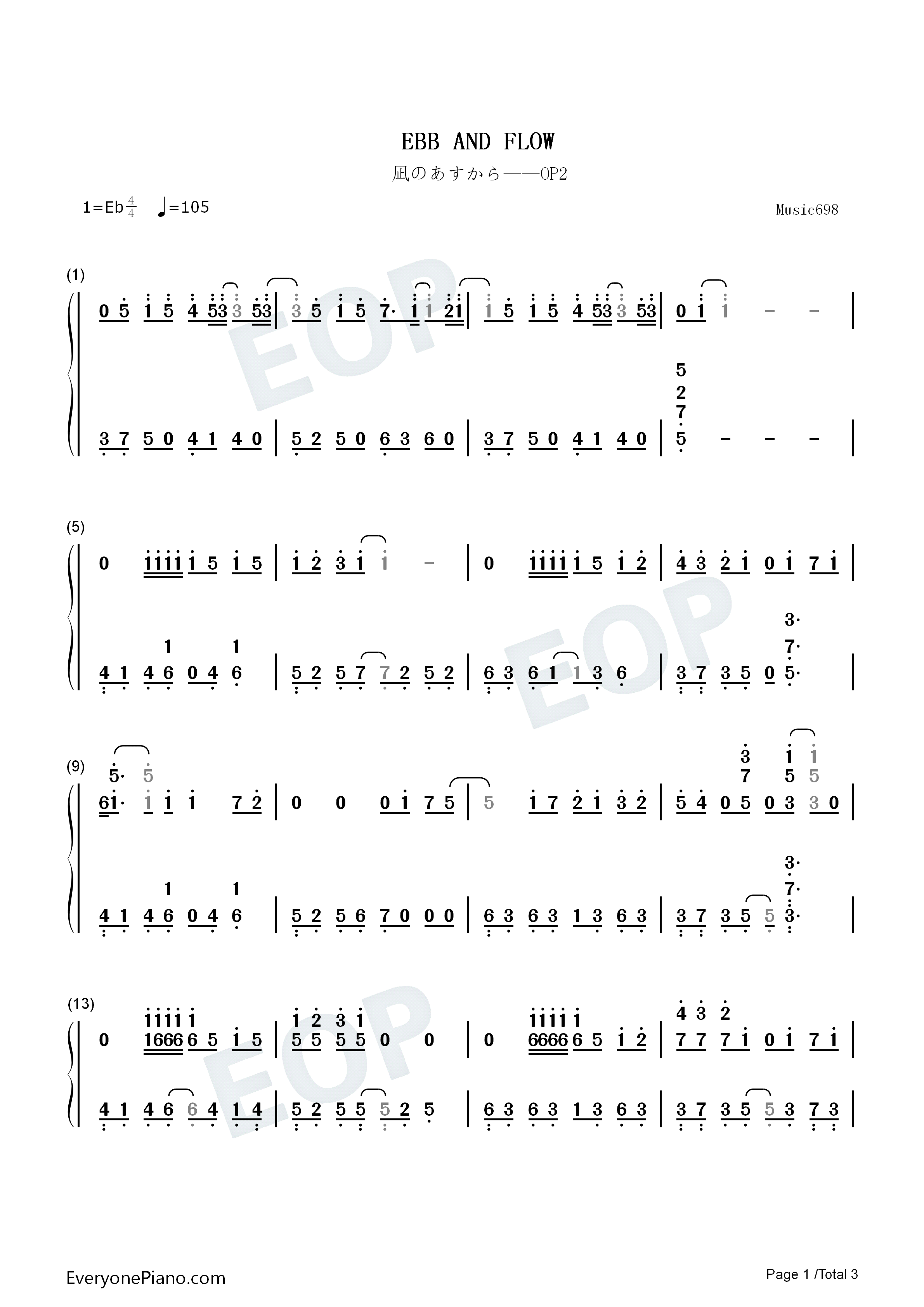 ebb_and_flow钢琴简谱_Ray演唱