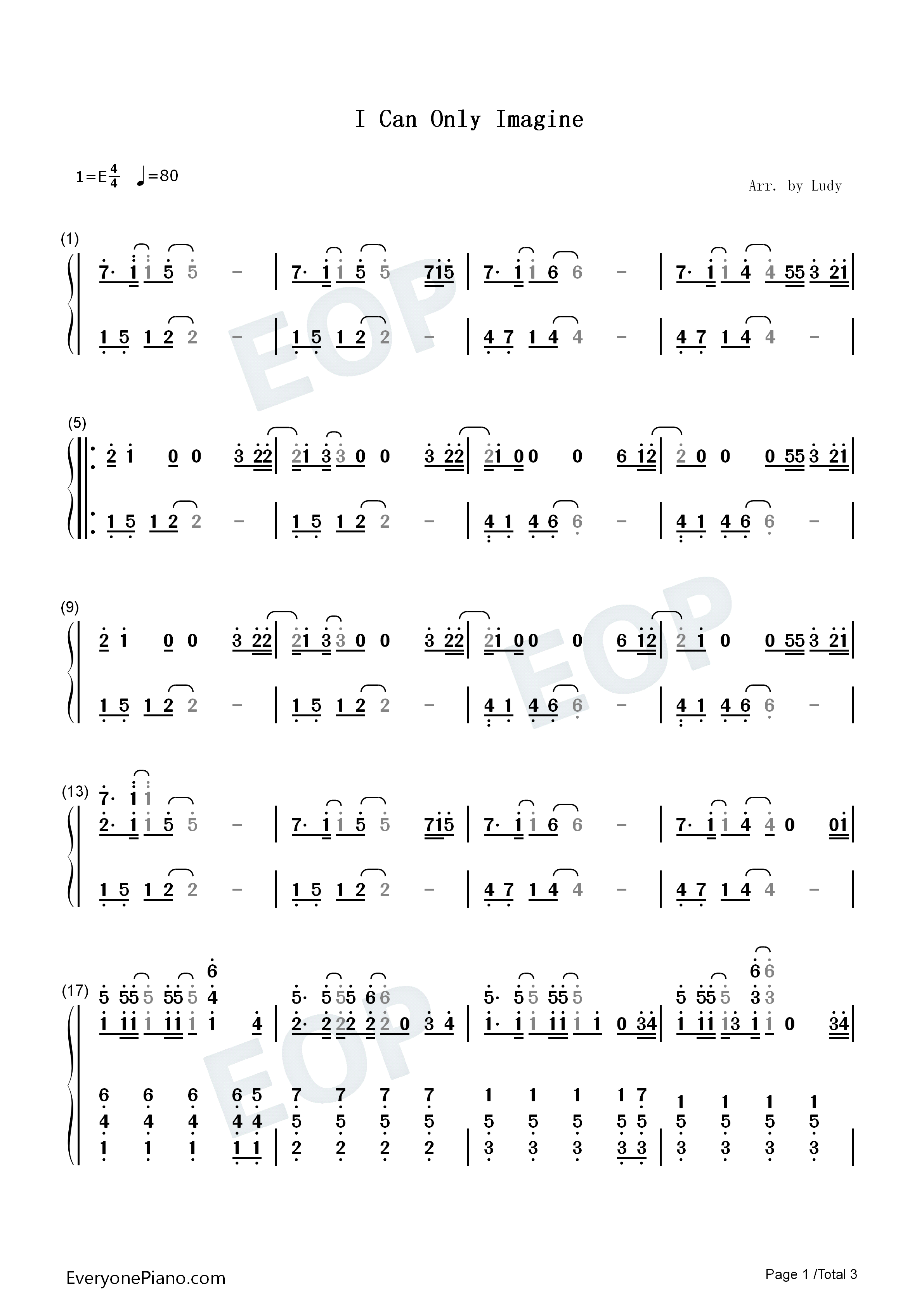 I_Can_Only_Imagine钢琴简谱_MercyMe演唱