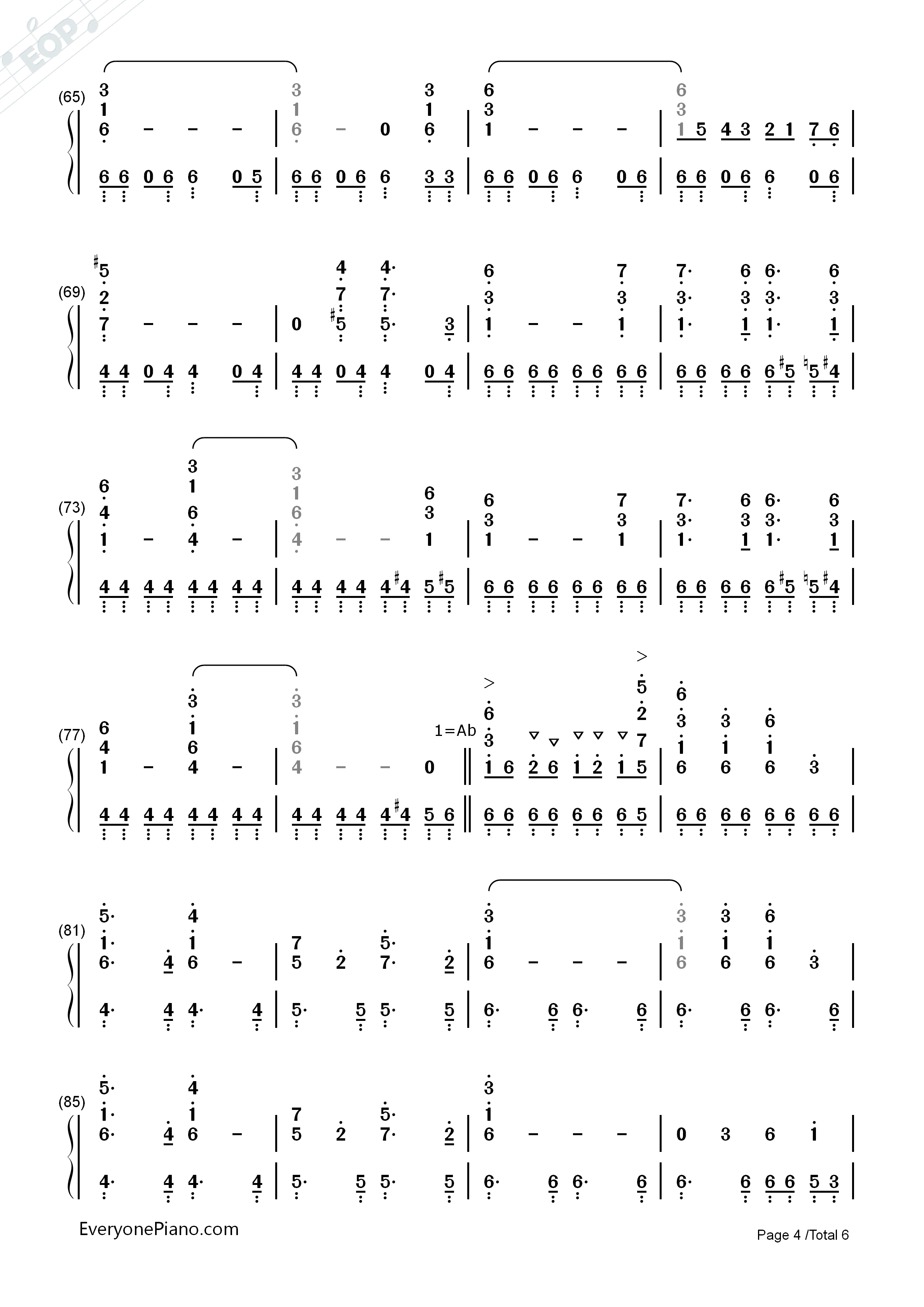 The_Phantom_of_the_Opera钢琴简谱_Emmy_Rossum_&_Gerard_Butler演唱