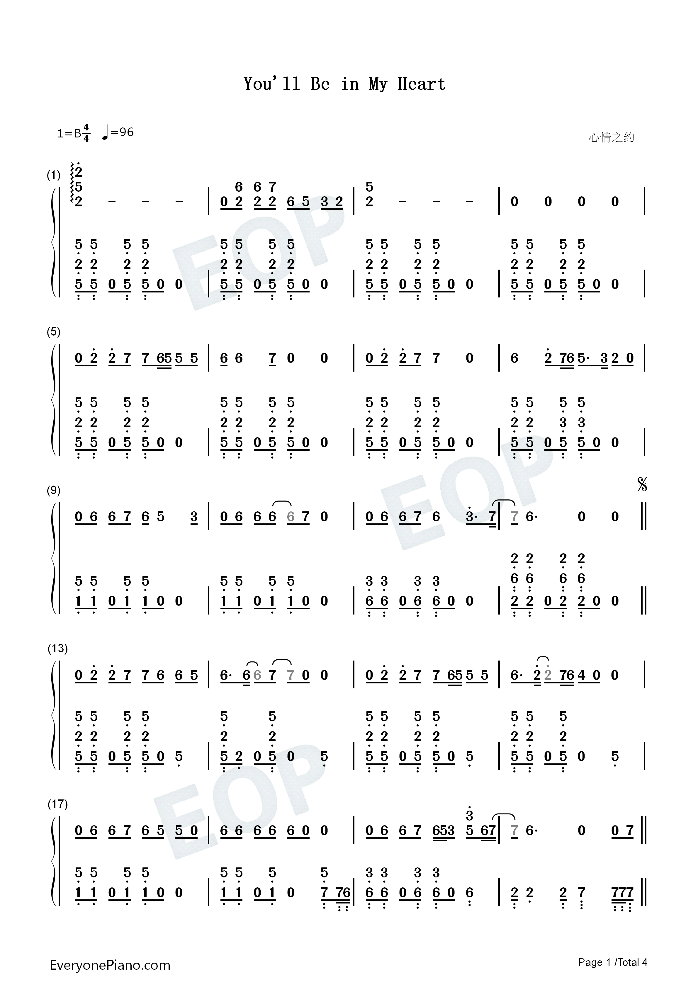 You'll_Be_in_My_Heart钢琴简谱_Phil_Collins演唱