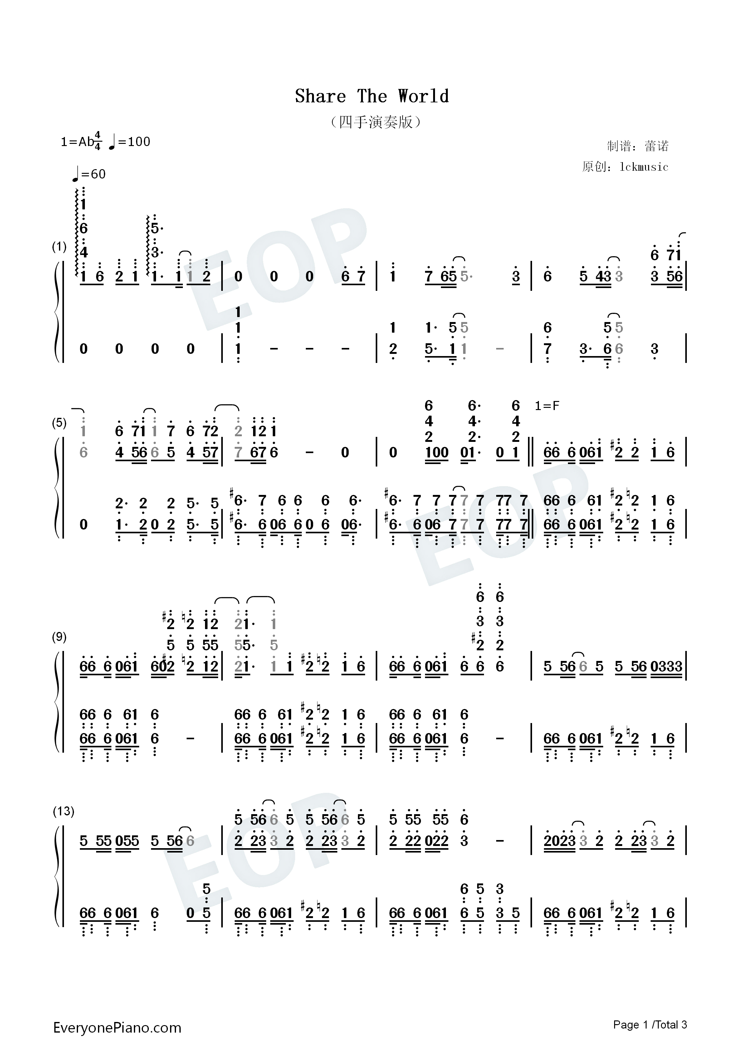 Share_The_World钢琴简谱_东方神起演唱