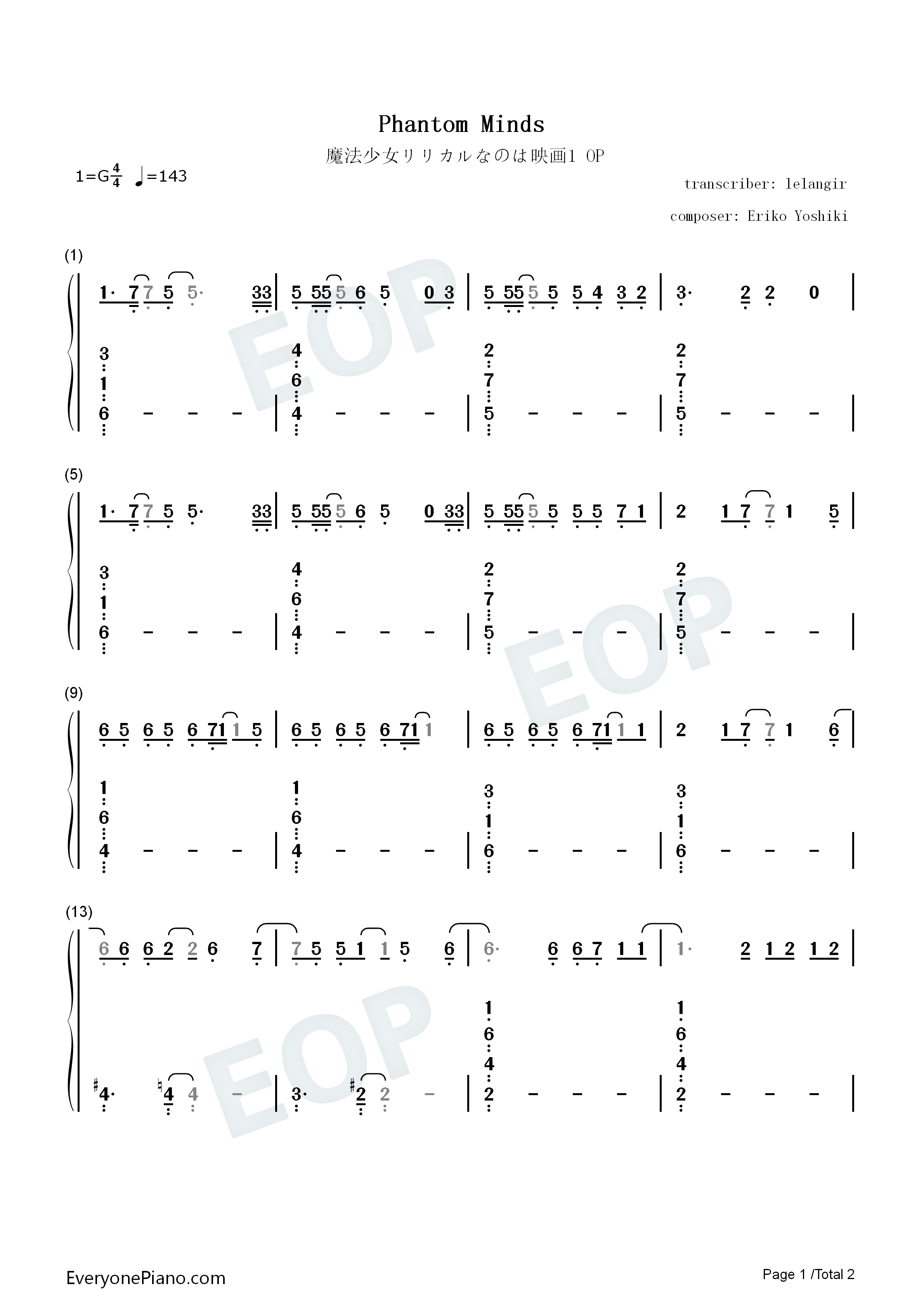 PHANTOM_MINDS钢琴简谱_水树奈奈演唱