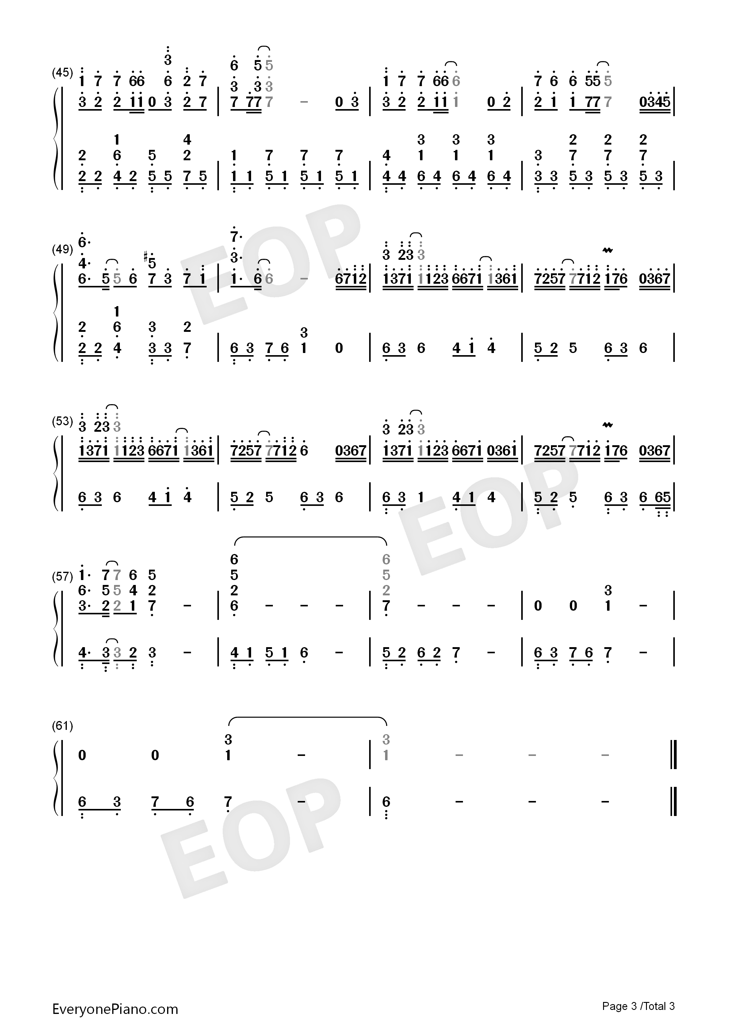 自分への手紙钢琴简谱_西村由纪江__陈奕迅演唱