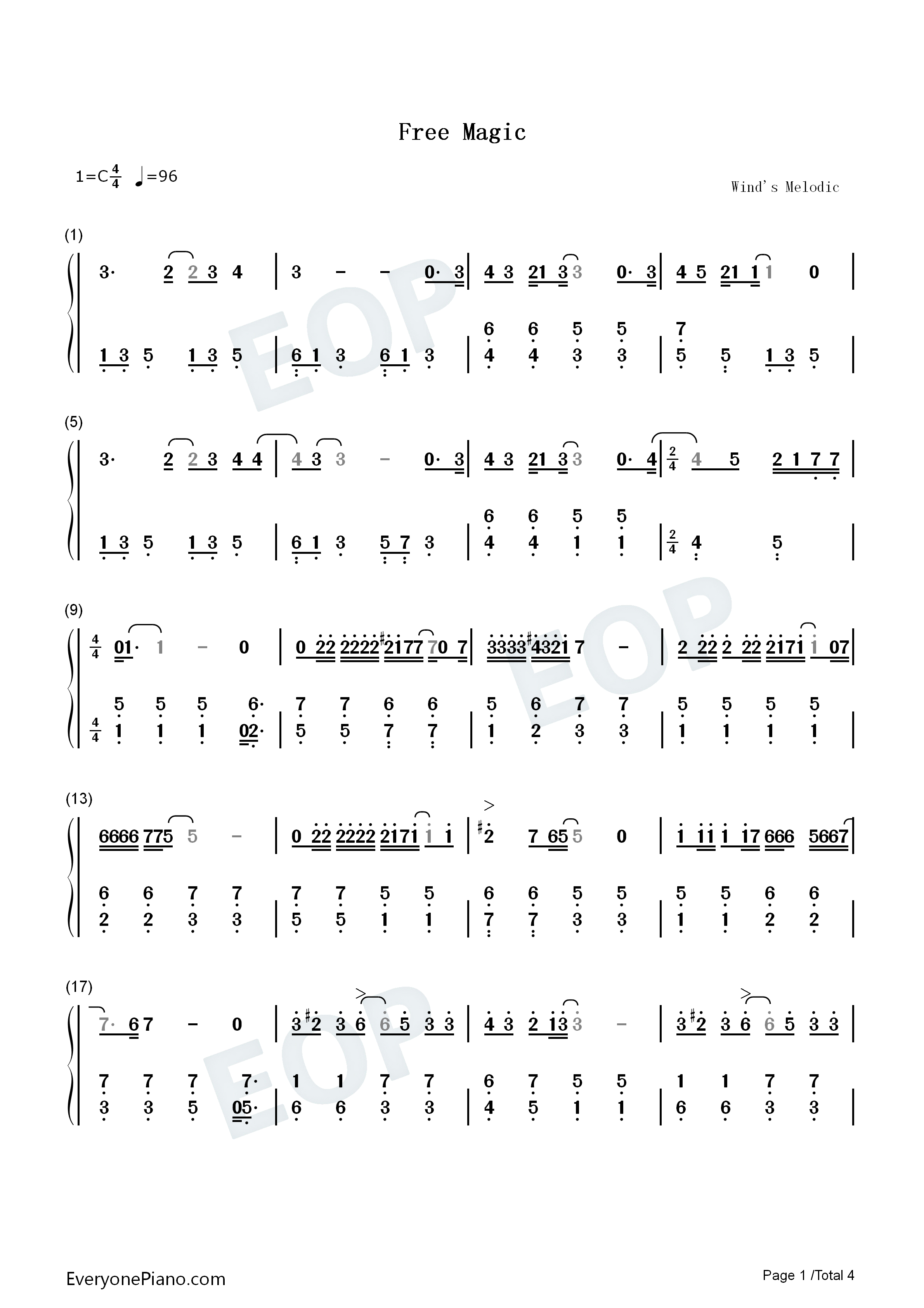 Free_Magic钢琴简谱_WAG演唱