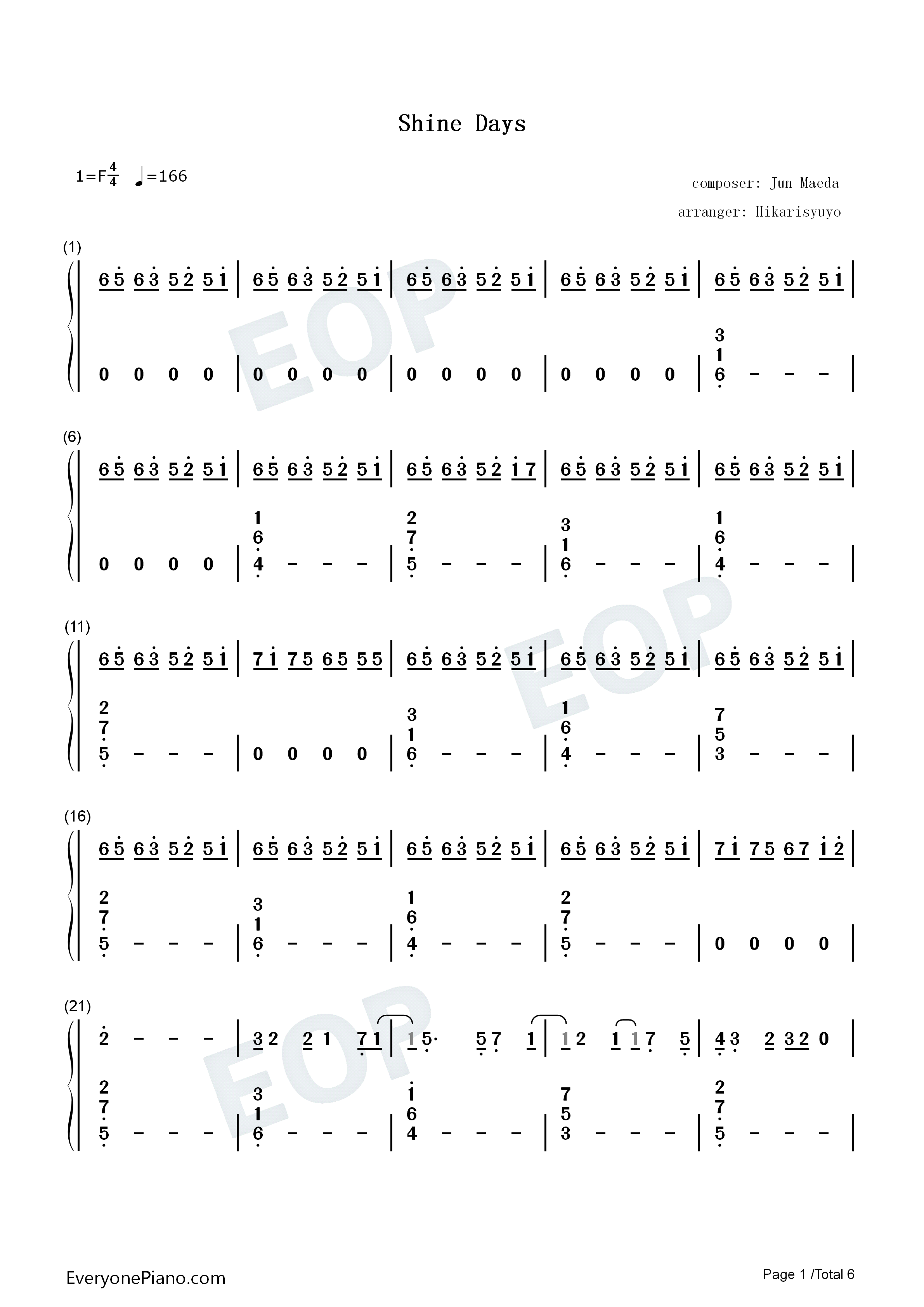 Shine_Days钢琴简谱_Girls_Dead_Monster（LiSA）演唱