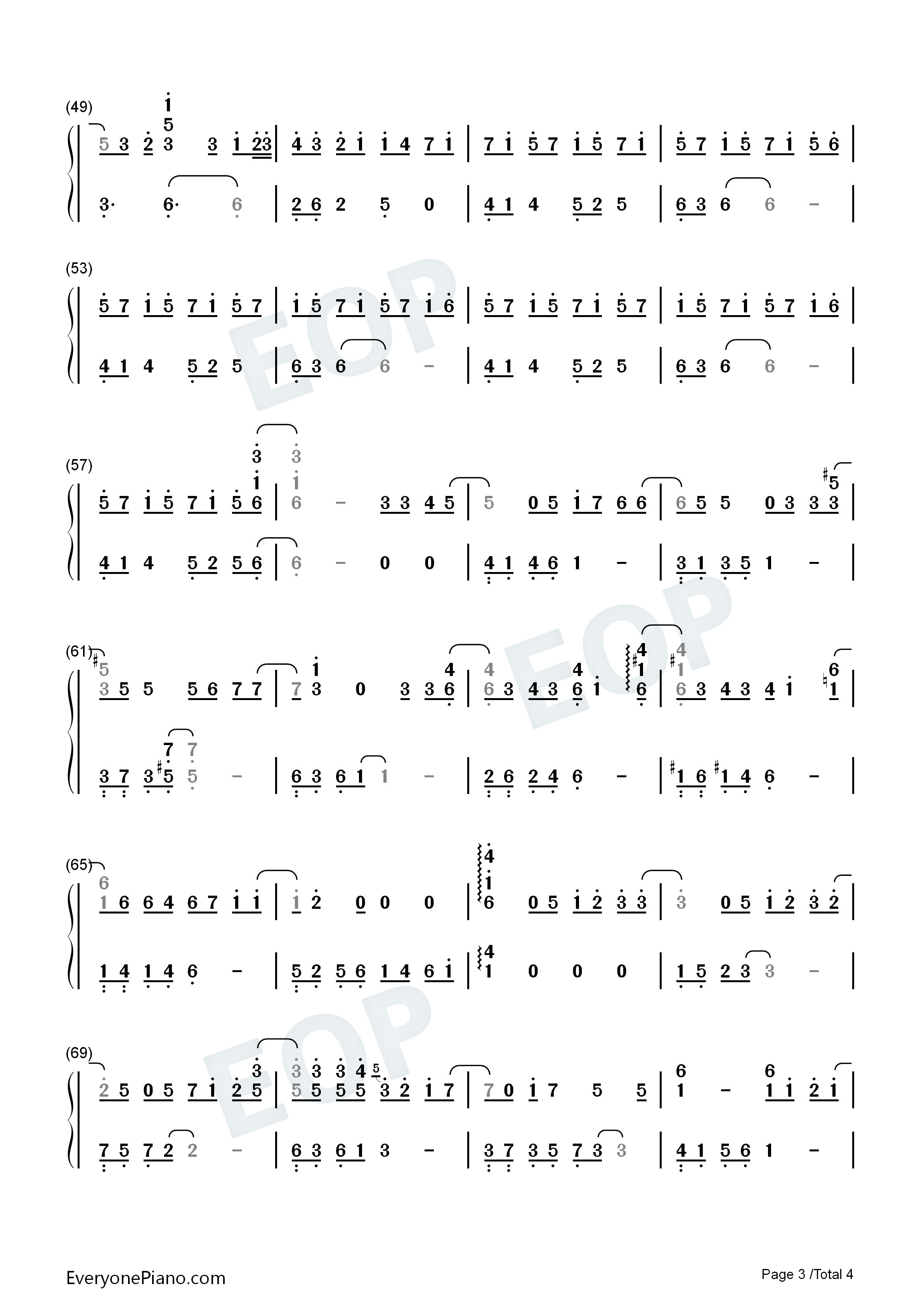 All_for_you钢琴简谱_佐藤史果演唱