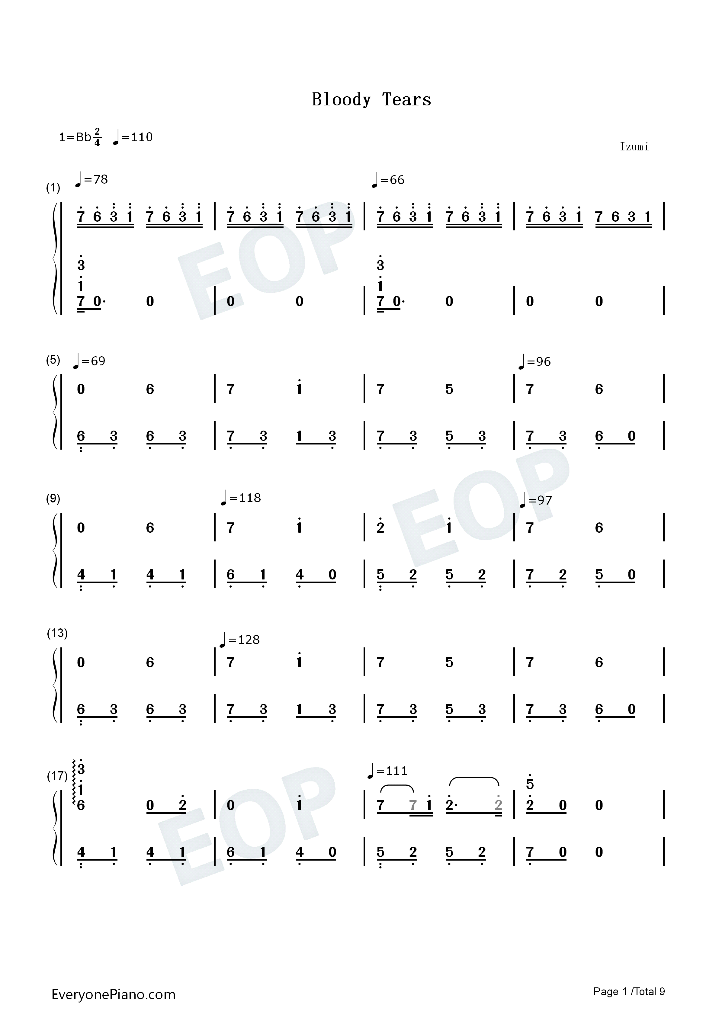 ～血の涙～Bloody_Tears钢琴简谱_松原健一　Matsubara演唱