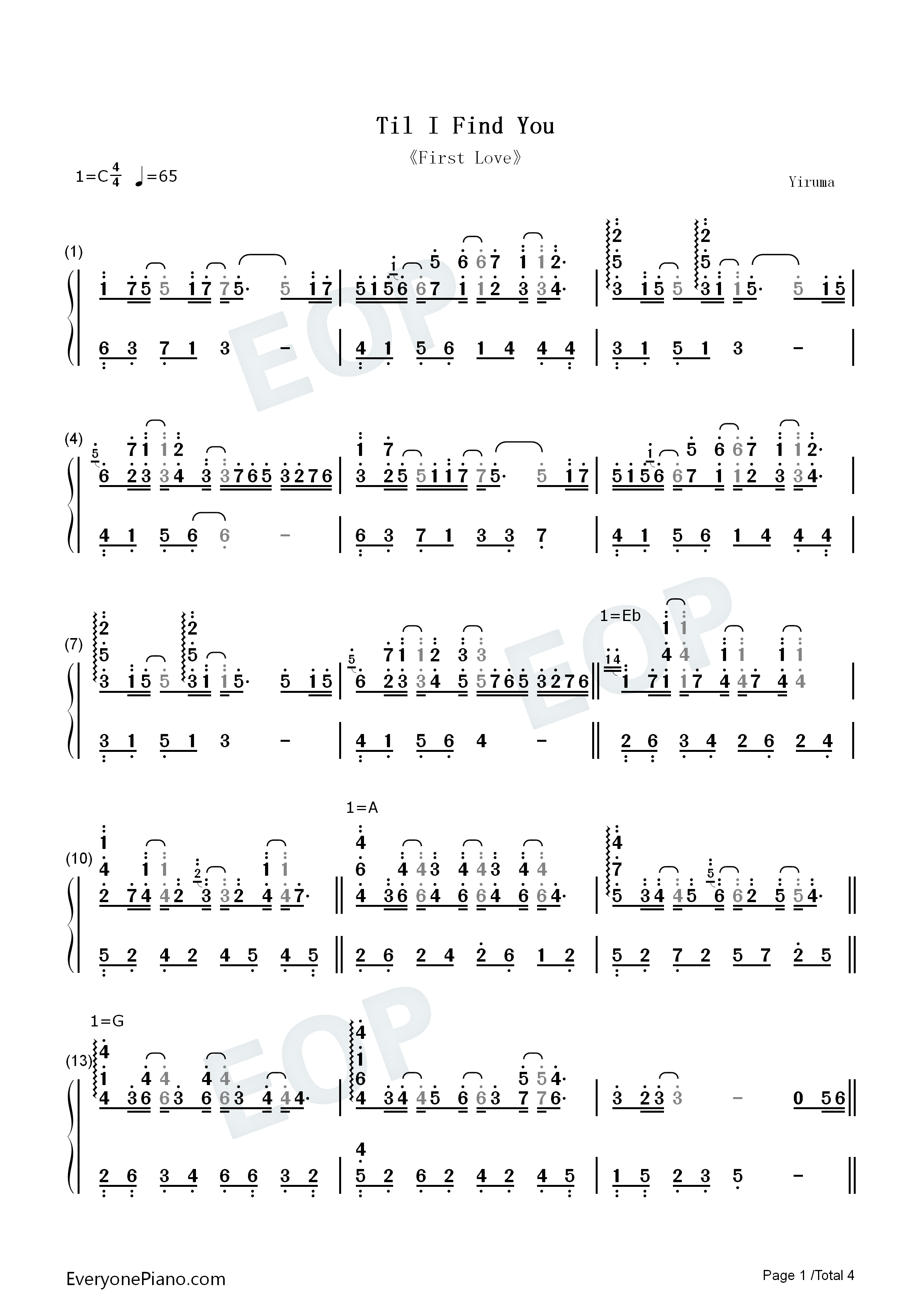 Till_I_Find_You钢琴简谱_Yiruma演唱