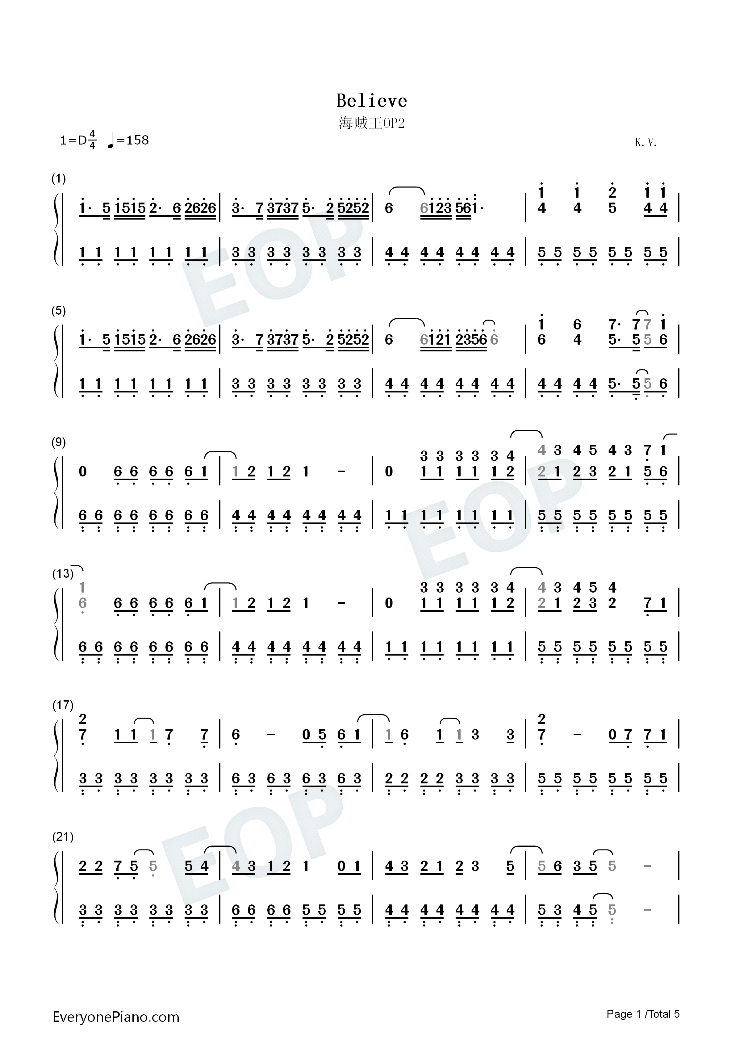 Believe钢琴简谱_Folder5演唱