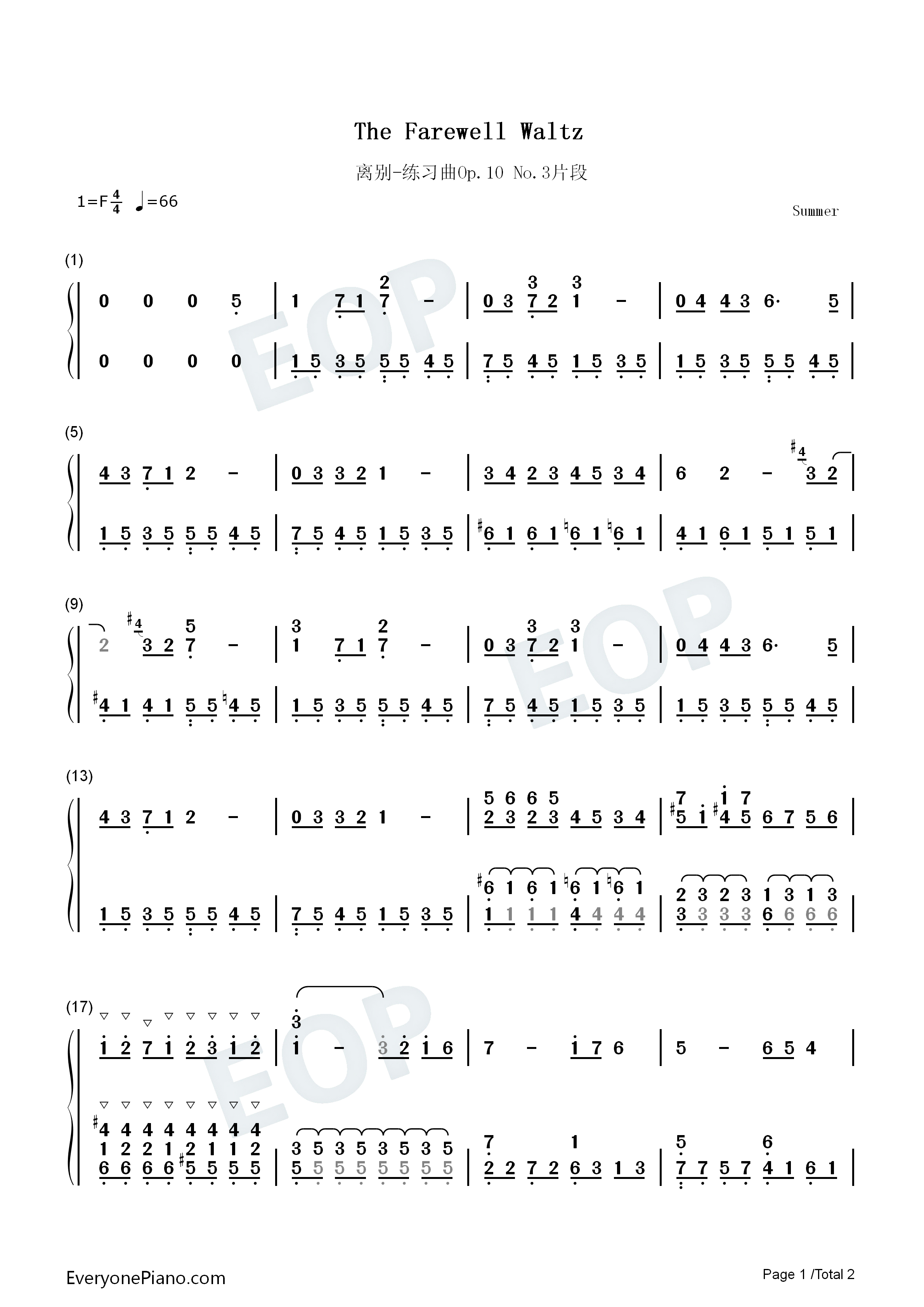 离别钢琴简谱_肖邦演唱