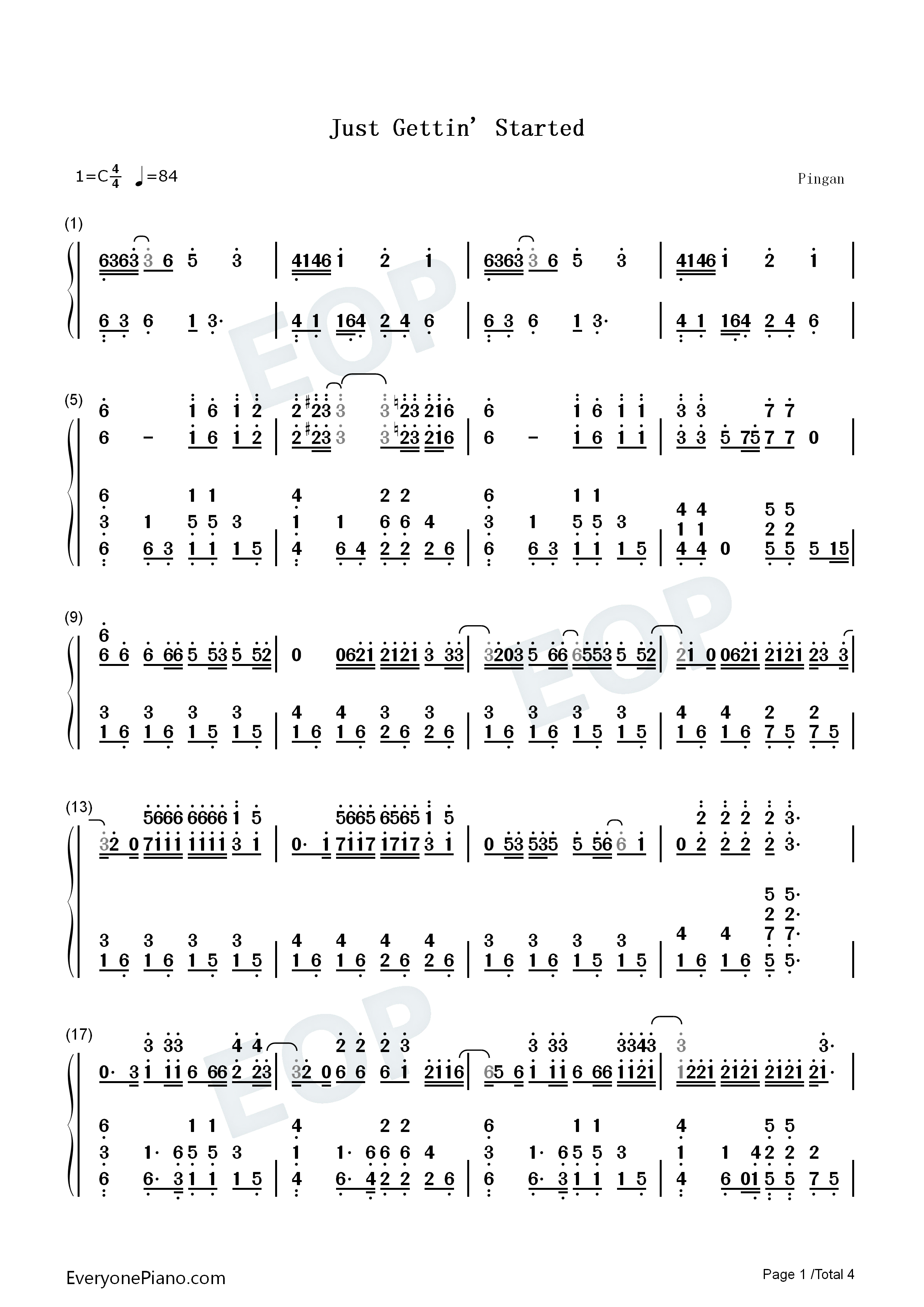 Just_Gettin'_Started钢琴简谱_Jason_Aldean演唱