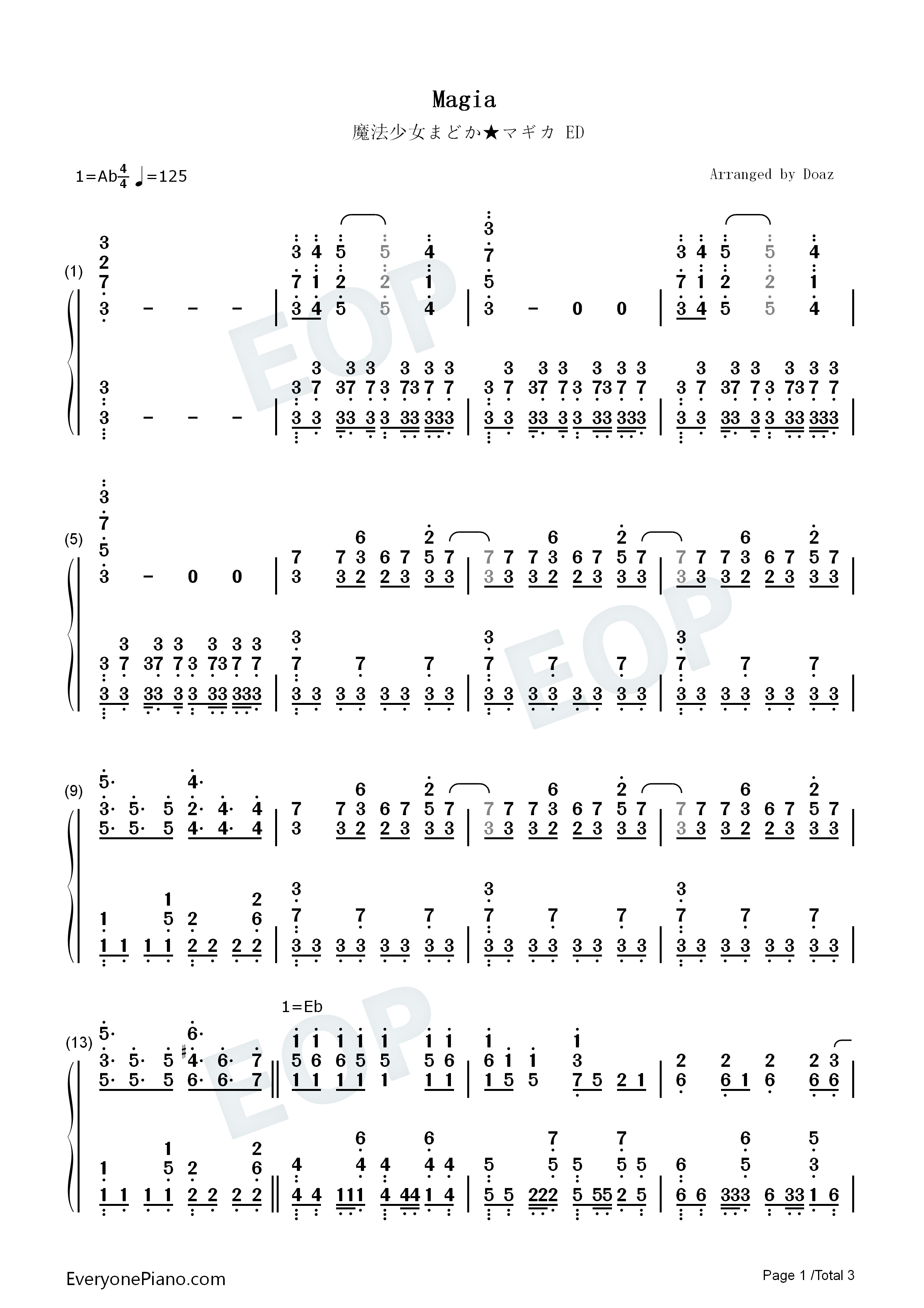 Magia钢琴简谱_Kalafina演唱