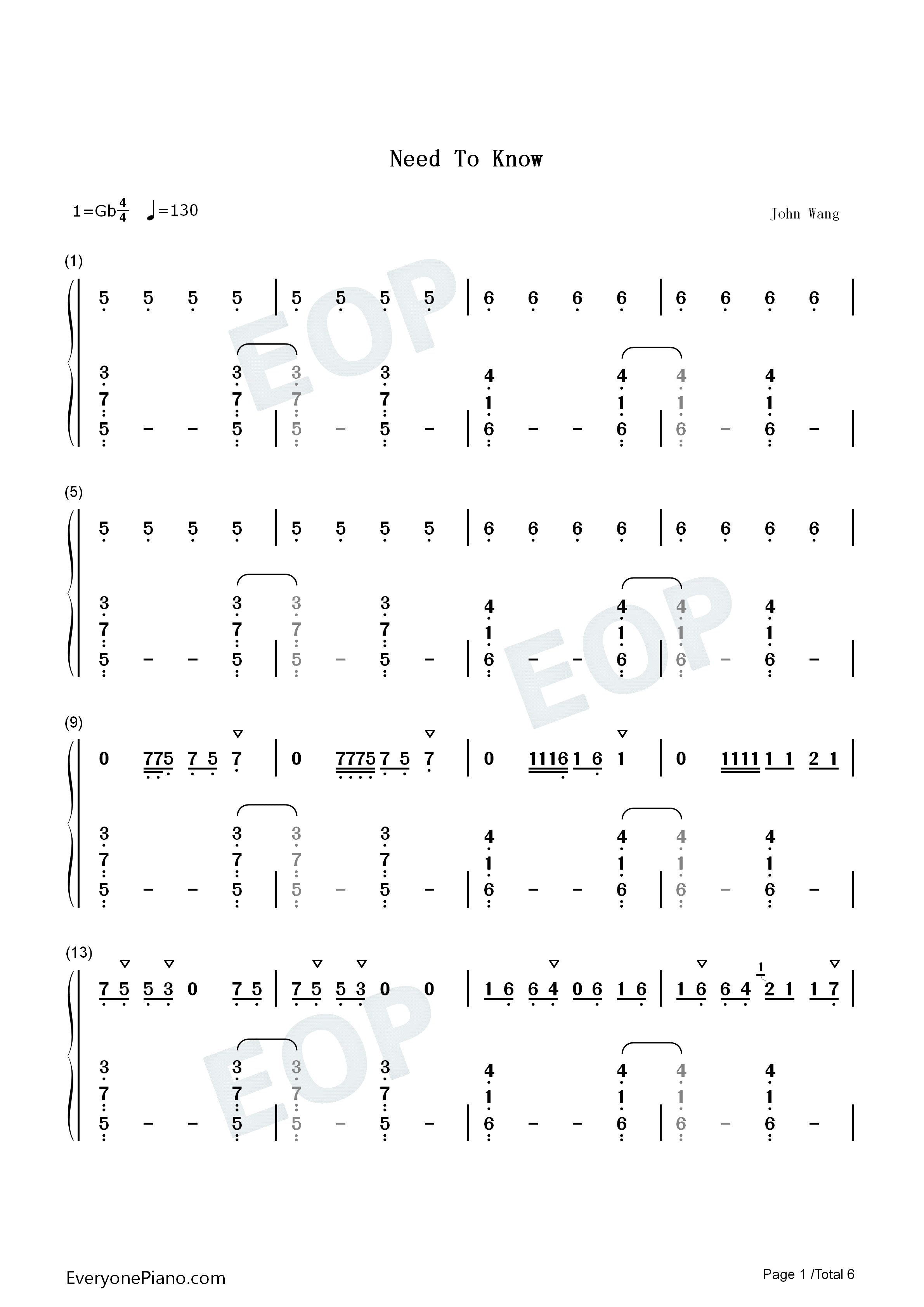 Need_to_Know钢琴简谱_Doja_Cat演唱