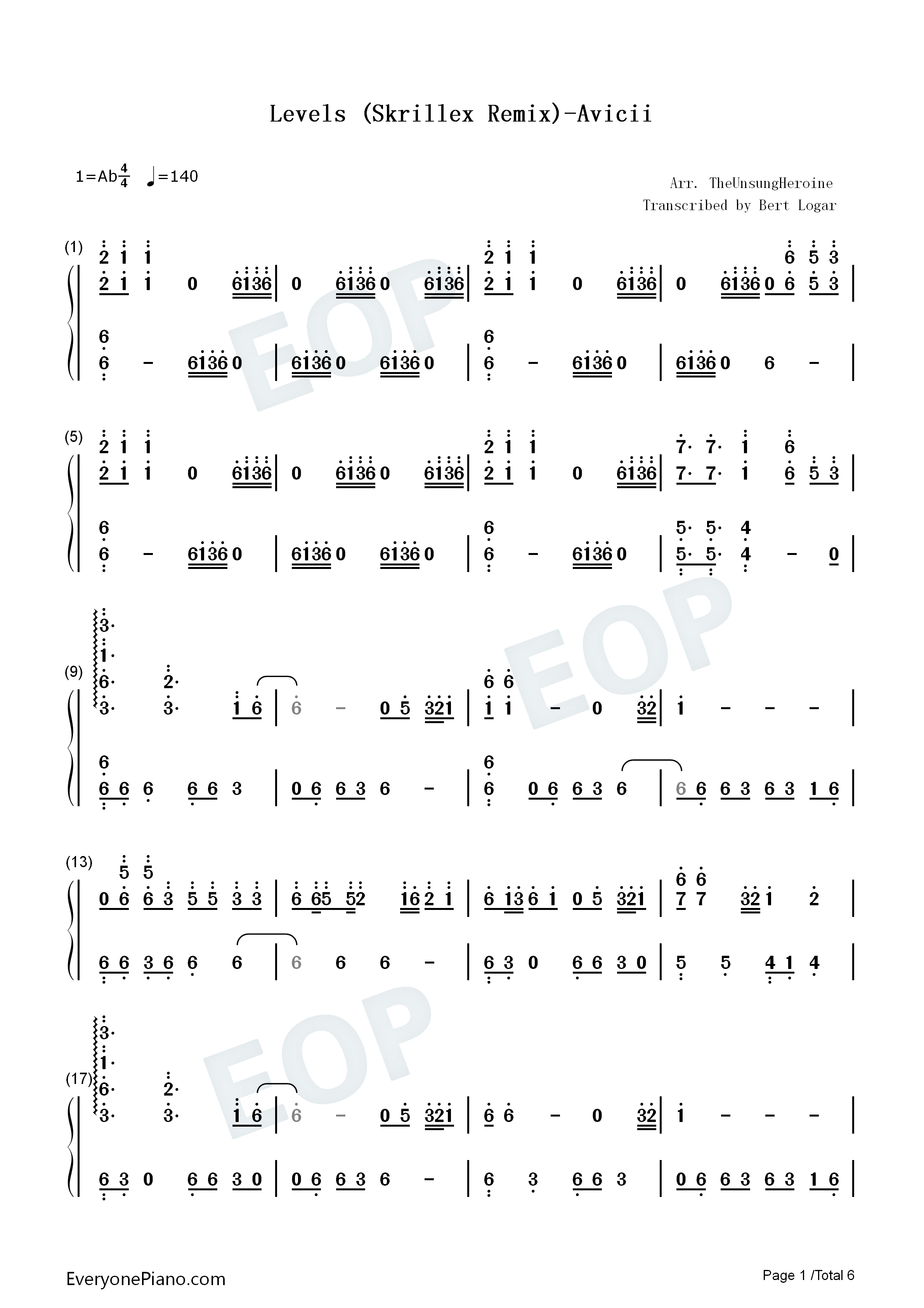 Levels_(Skrillex_Remix)钢琴简谱_Avicii演唱