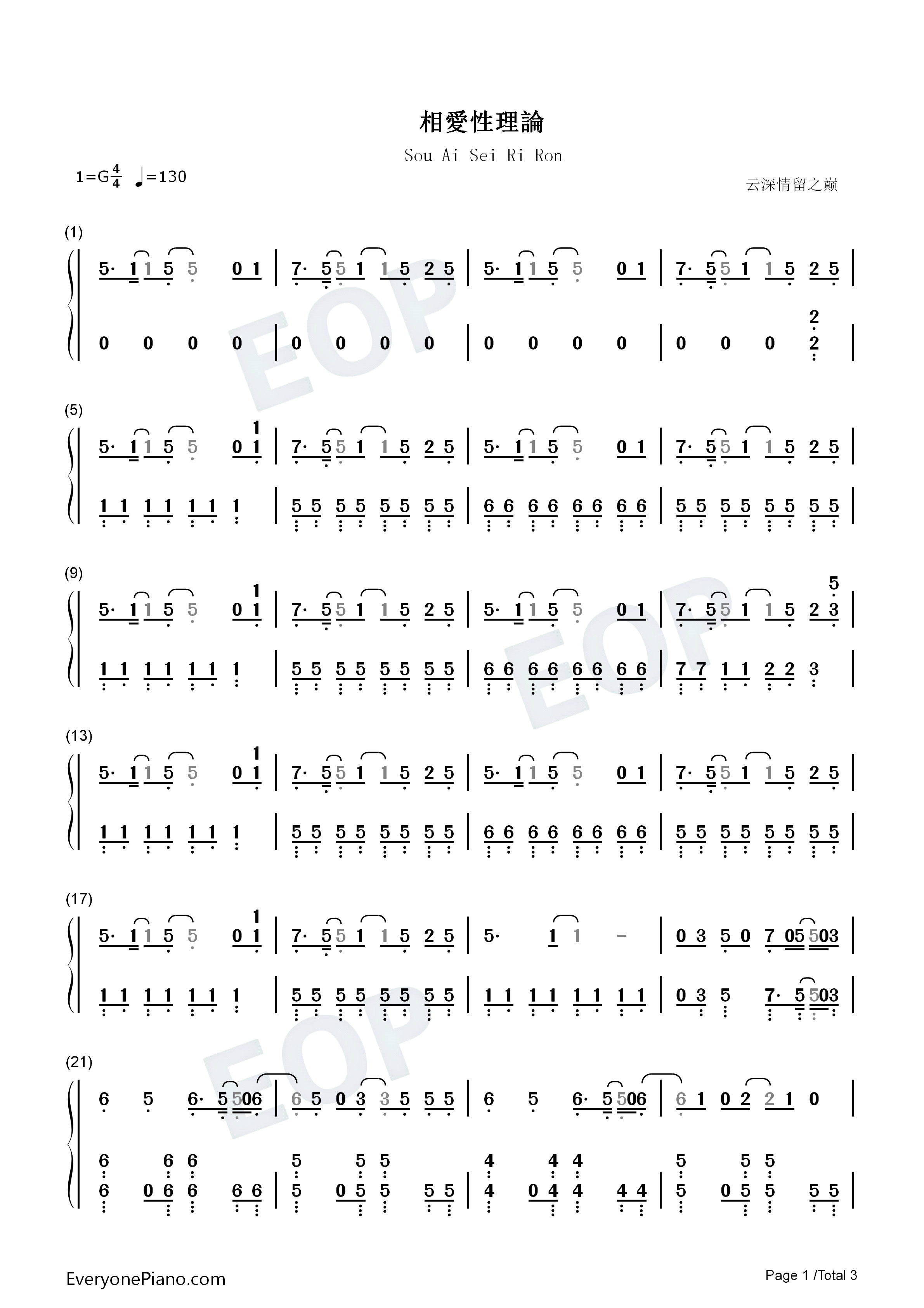 相爱性理论钢琴简谱_初音ミク演唱