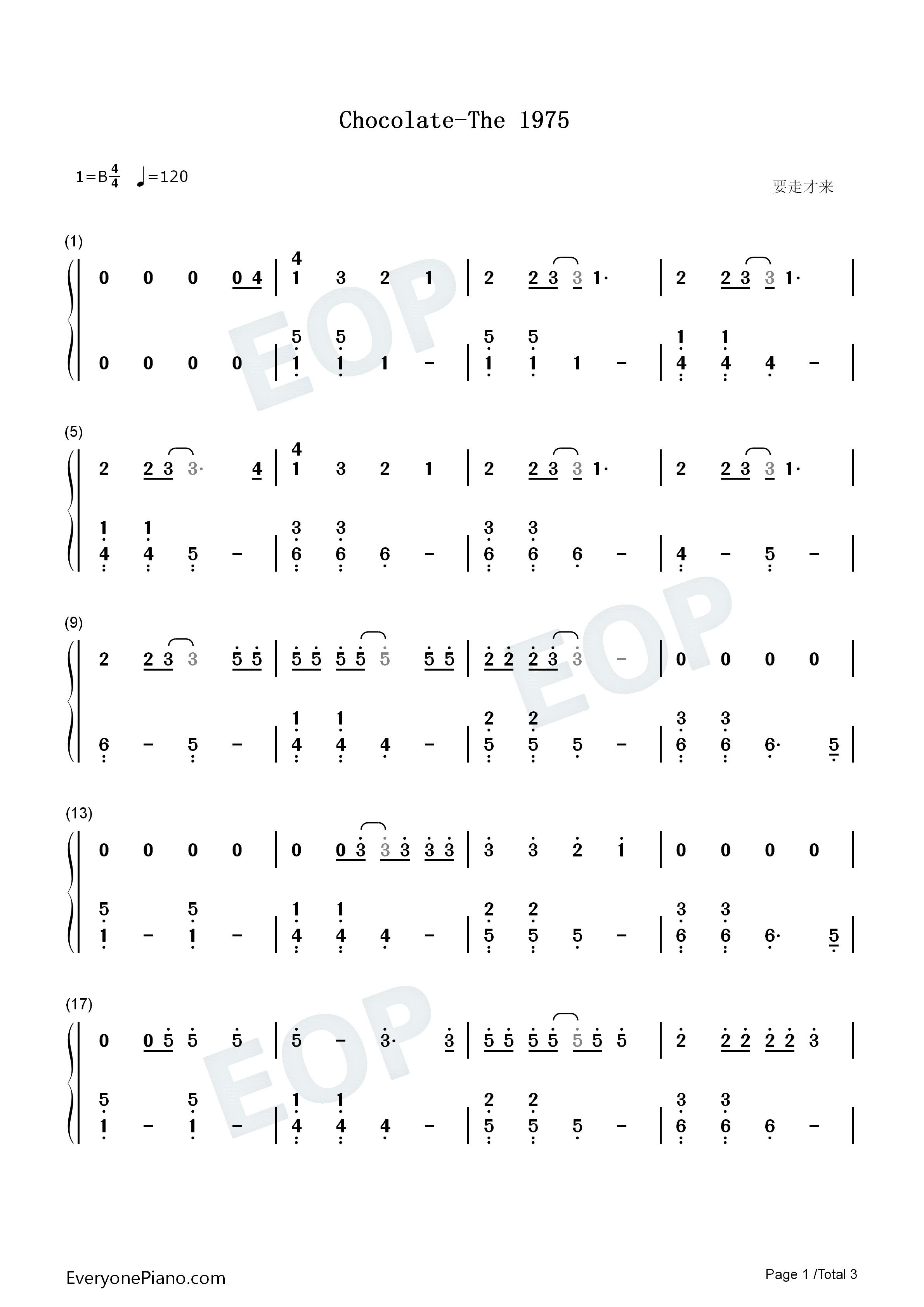 Chocolate钢琴简谱_The_1975演唱