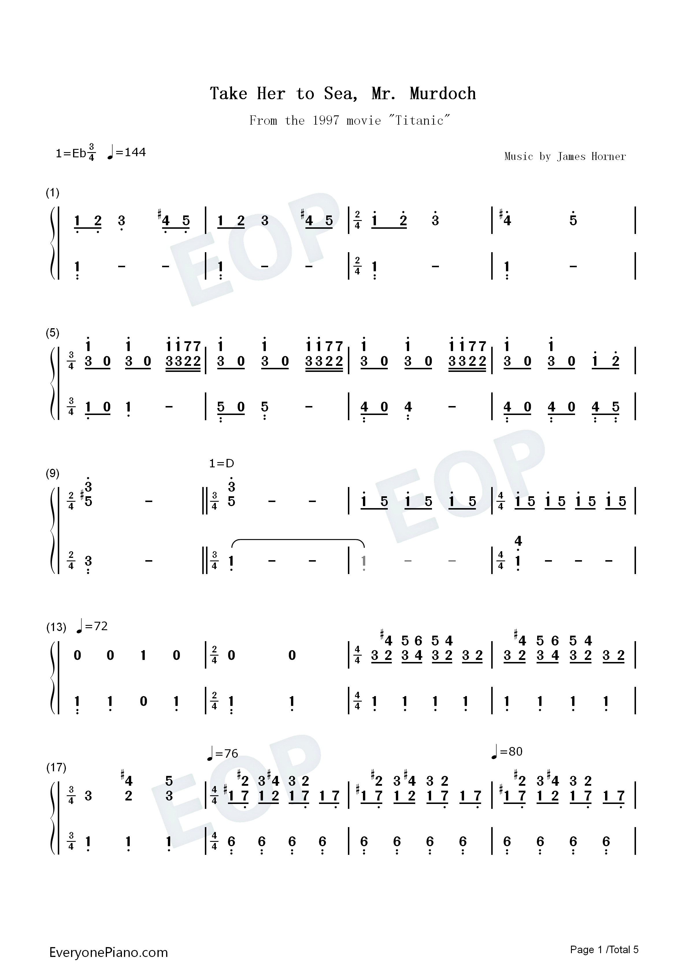 Take_Her_to_Sea_Mr._Murdoch钢琴简谱_James_Horner演唱