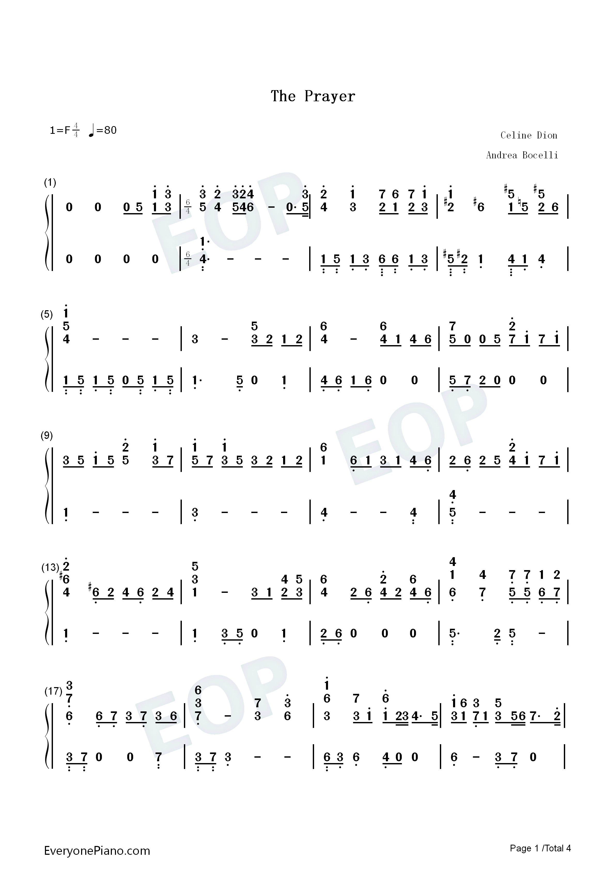 The_Prayer钢琴简谱_Celine_Dion__Andrea_Bocelli演唱