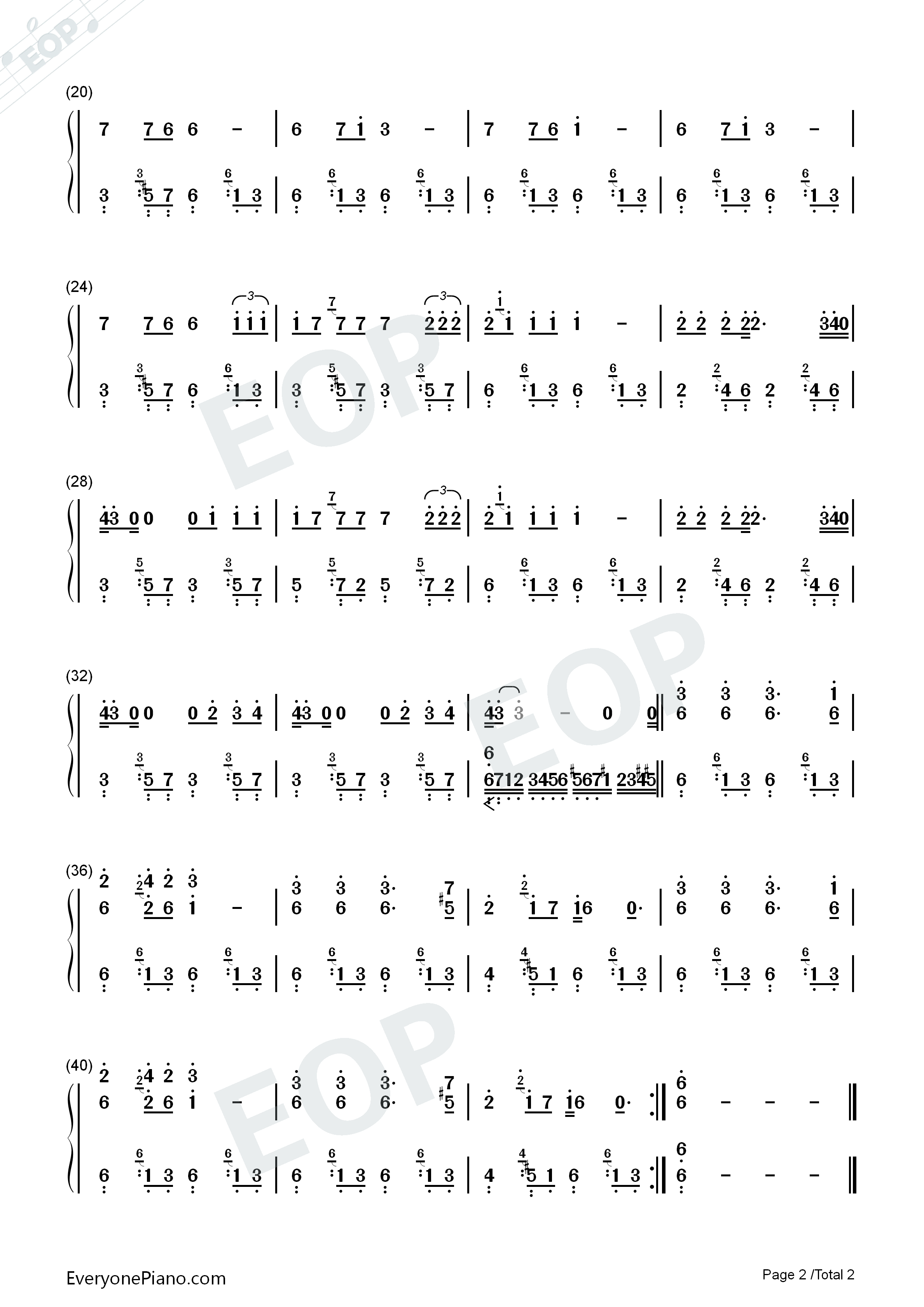 生命之杯钢琴简谱_Ricky_Martin演唱