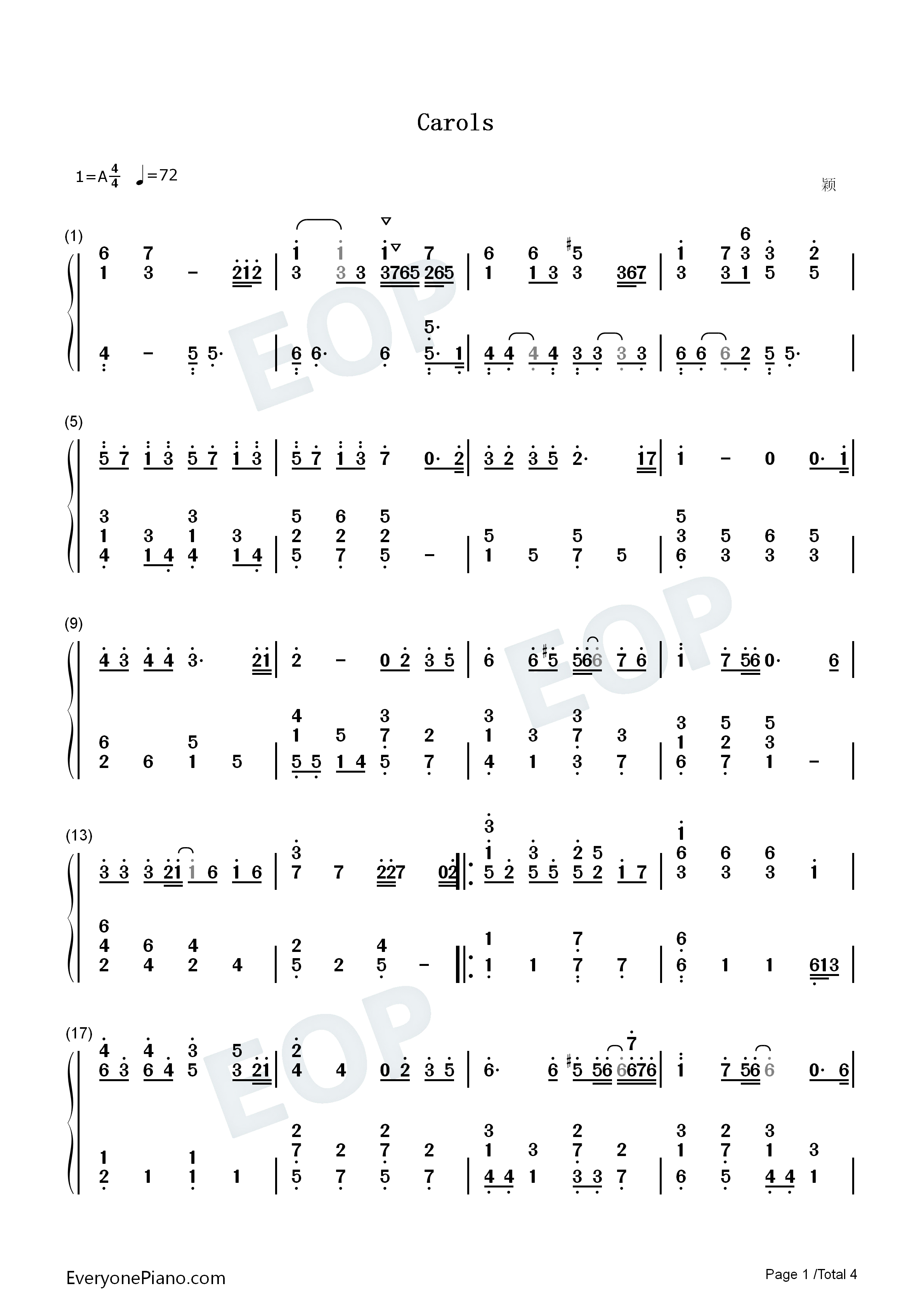 CAROLS钢琴简谱_滨崎步演唱