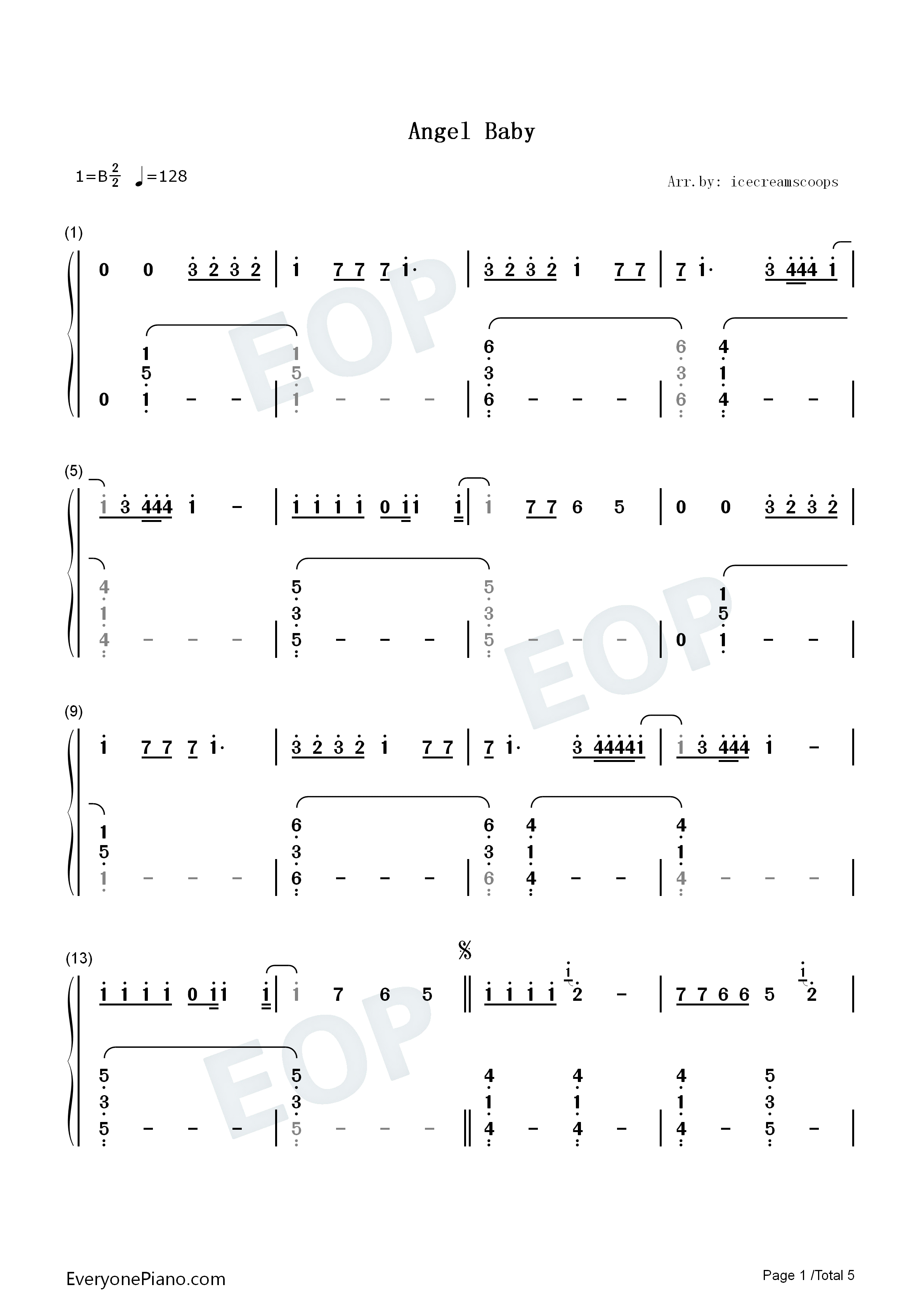 Angel_Baby钢琴简谱_Troye_Sivan演唱