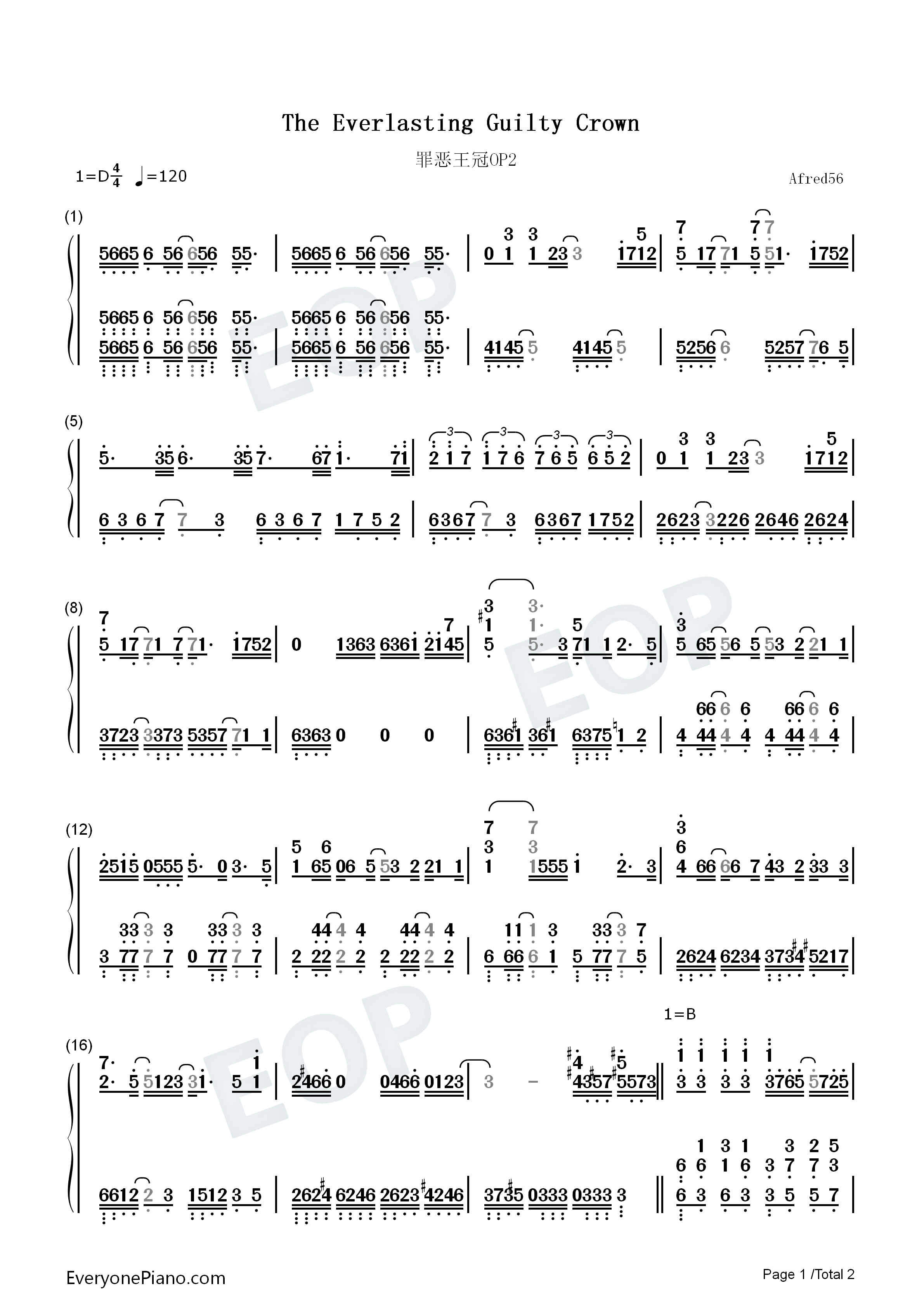 The_Everlasting_Guilty_Crown钢琴简谱_EGOIST演唱