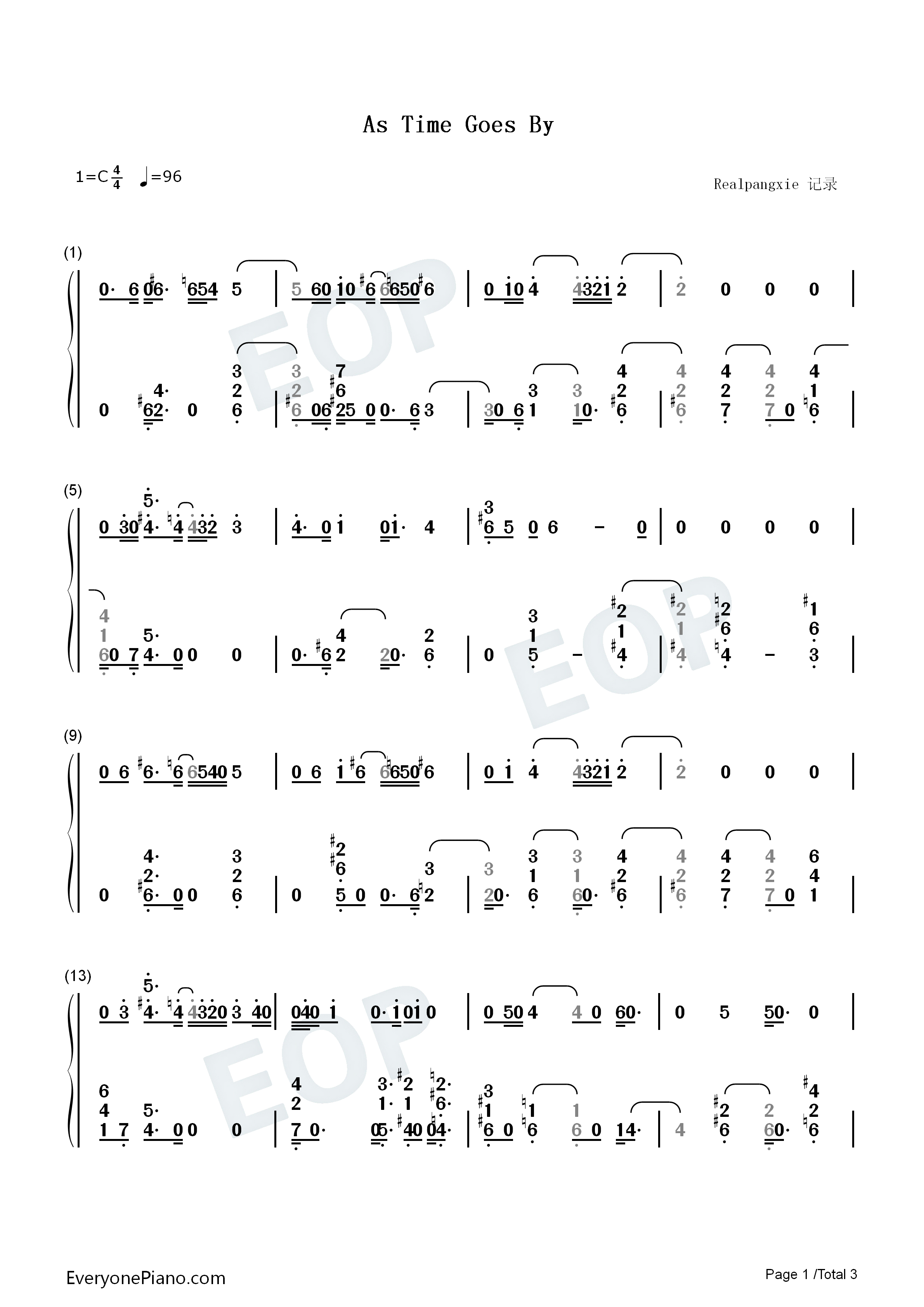 As_Time_Goes_By钢琴简谱_Herman_Hupfeld演唱
